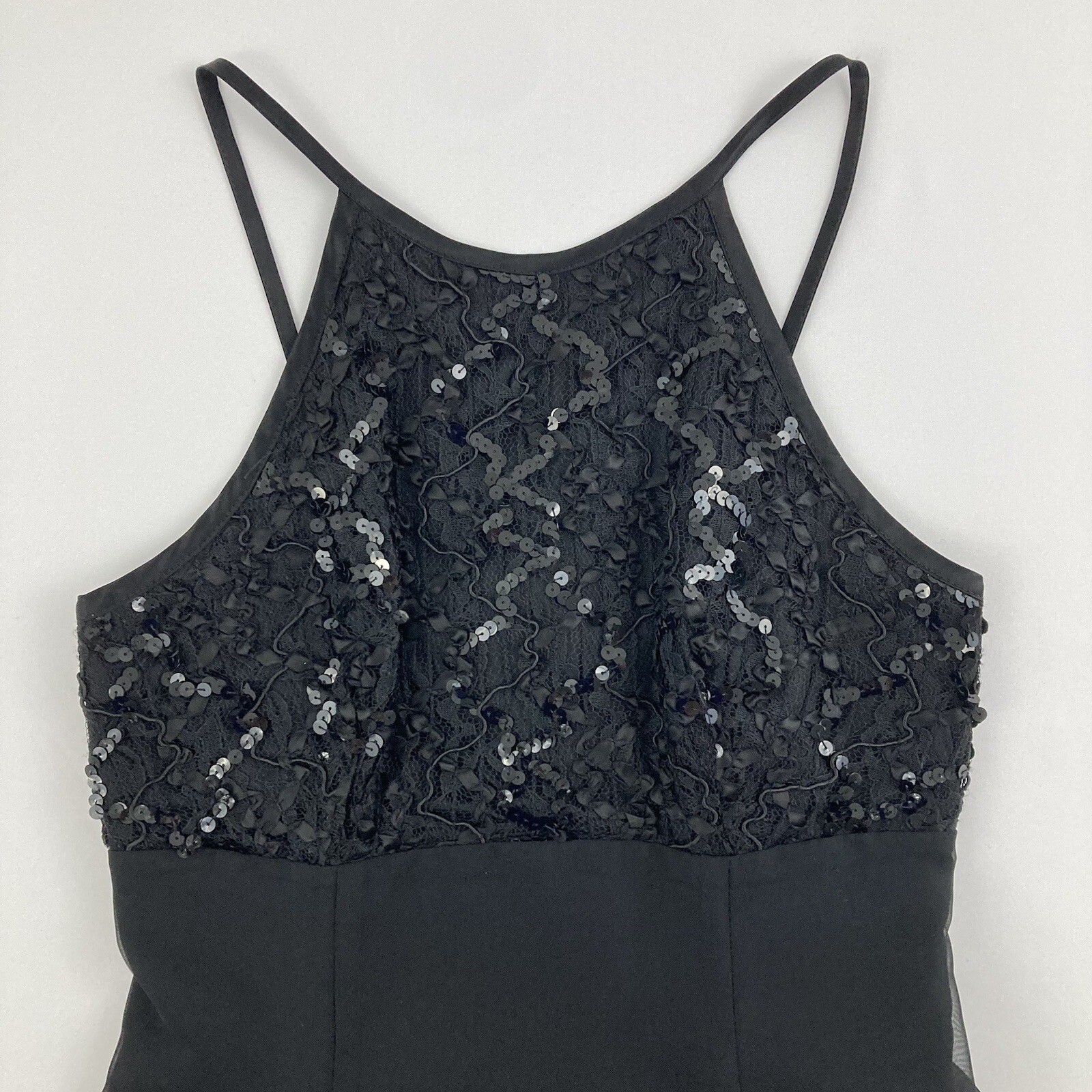 Vintage De Laru By Linda Bernell Black Spaghetti Strap Cocktail Dress Size 5