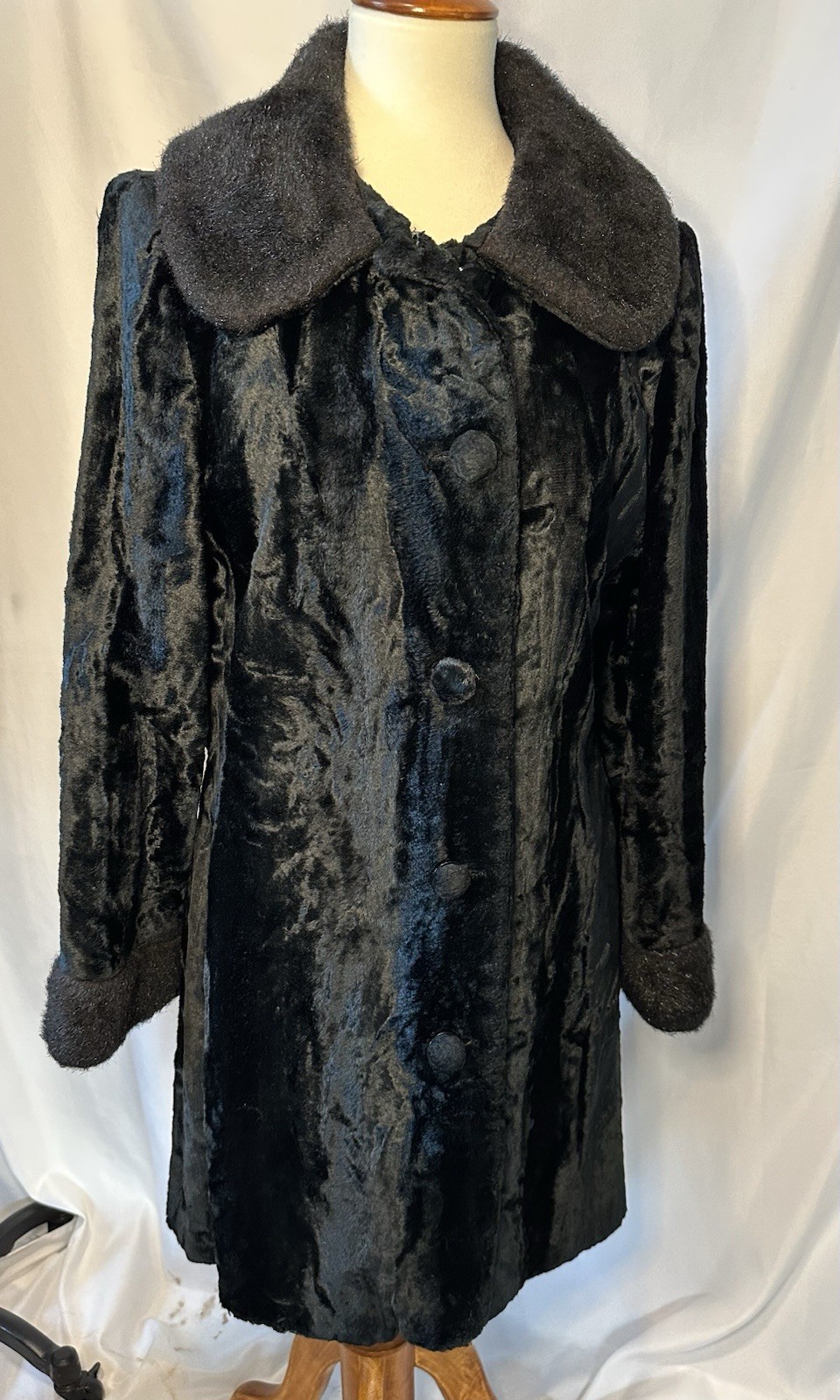 Vintage Graff CaliforniaWare Commuter Black Faux Fur Jacket Sz S