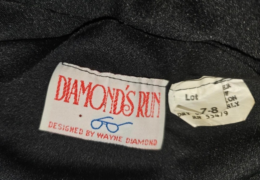 Vintage 80s Diamond Run Wayne Diamond Feather-Trimmed Cocktail Dress