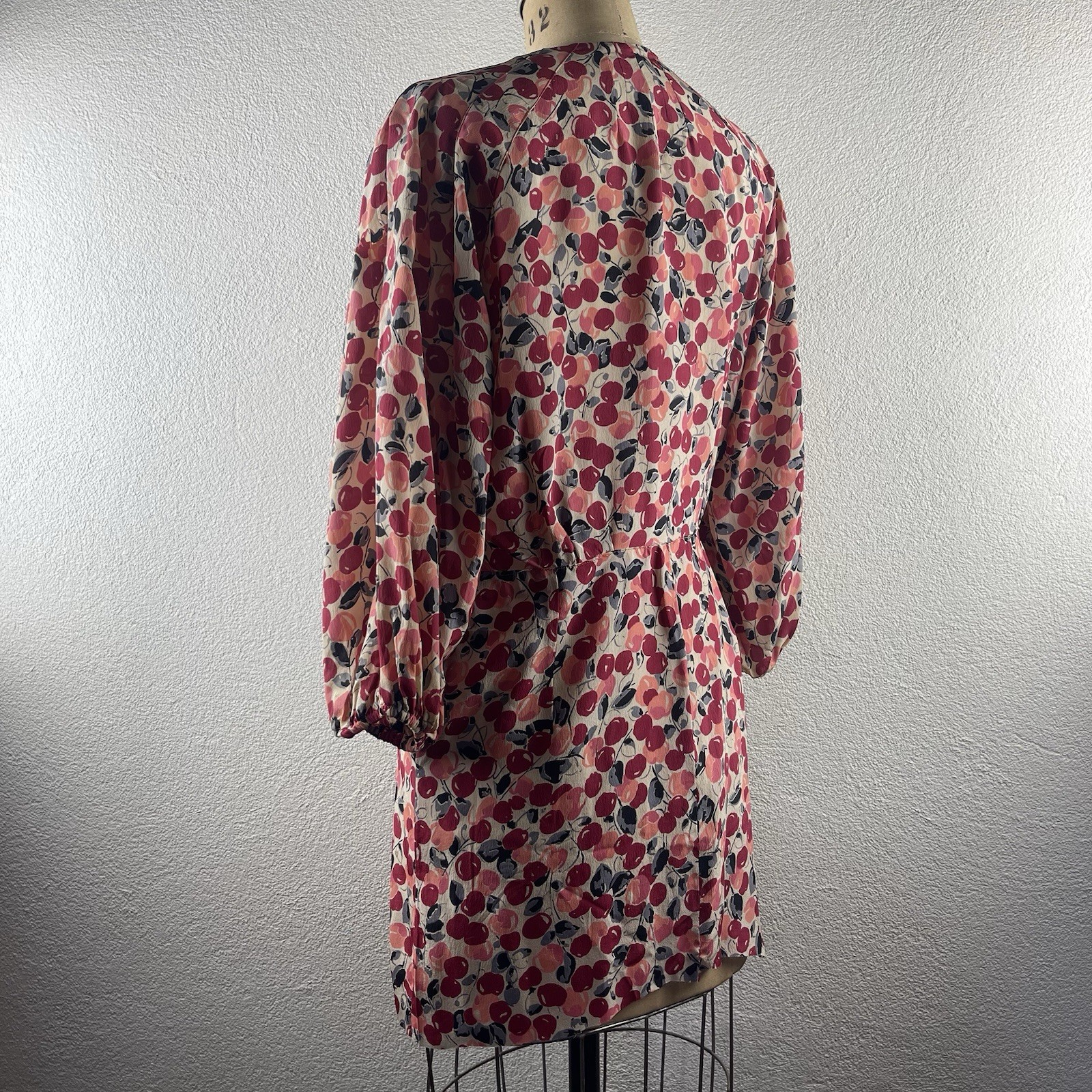 Vintage l 30s L Novelty Cherry Print Rayon Blouse Dress Fabric Remnant Repurpose