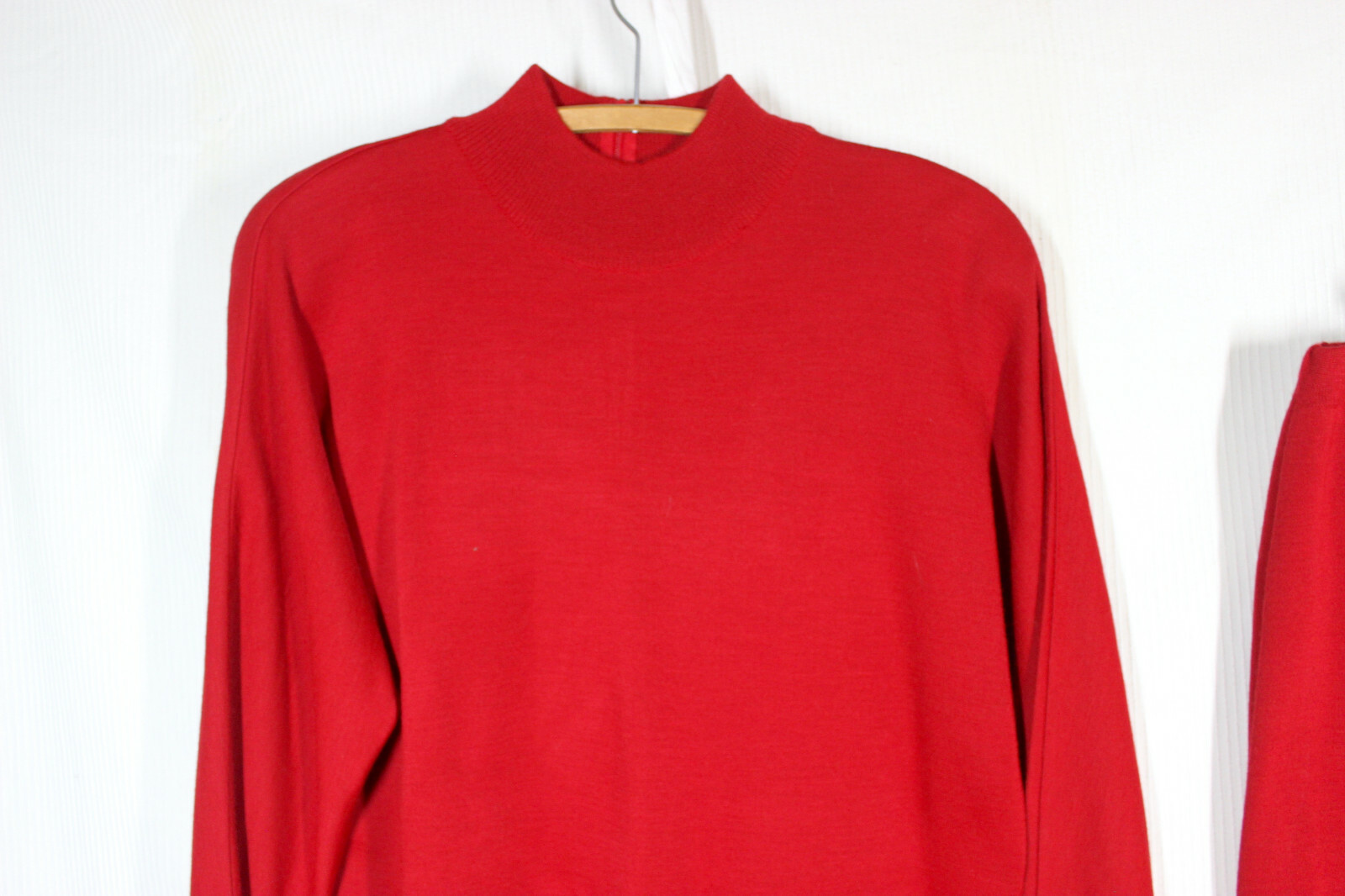 1990s Sweater Dress Set Tunic & Skirt Large Bodycon Wool Blend Stretch Office