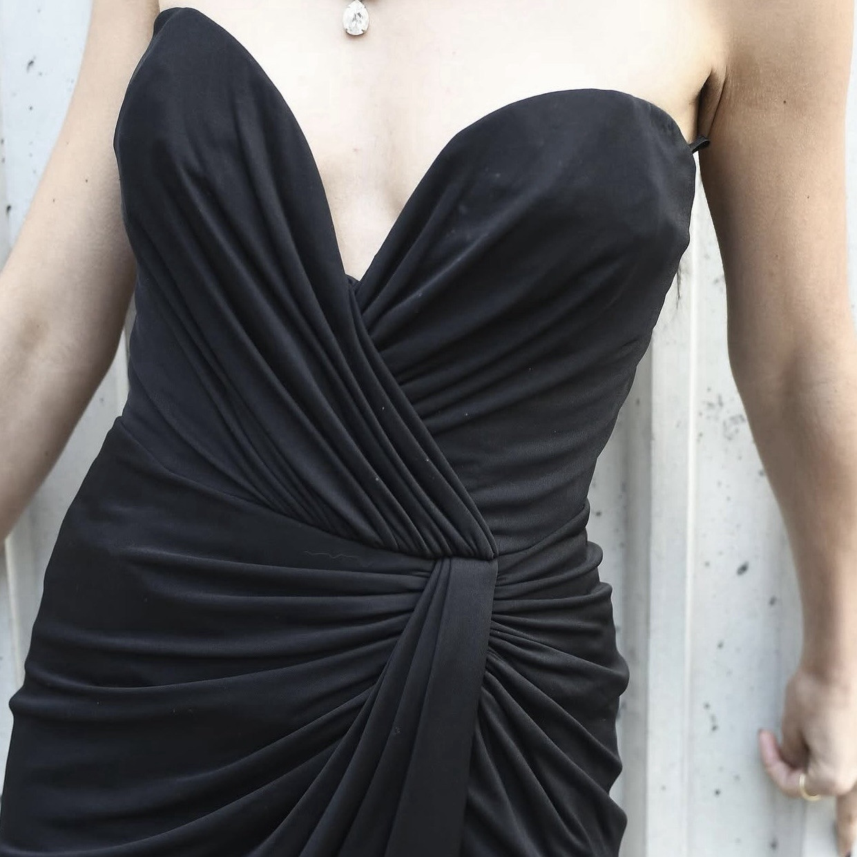 Vicky Tiel Vintage Black Beaded Cocktail Dress Made in France Size S 38