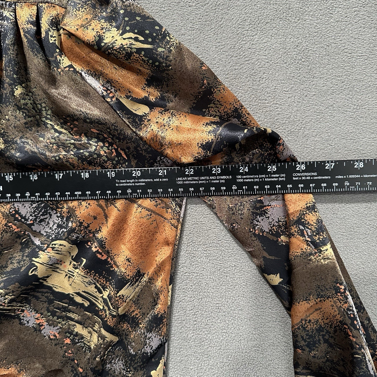 Vintage Greg Adams Top Womens 8 Bronze Black Geoemtric Abstract Button Front EUC