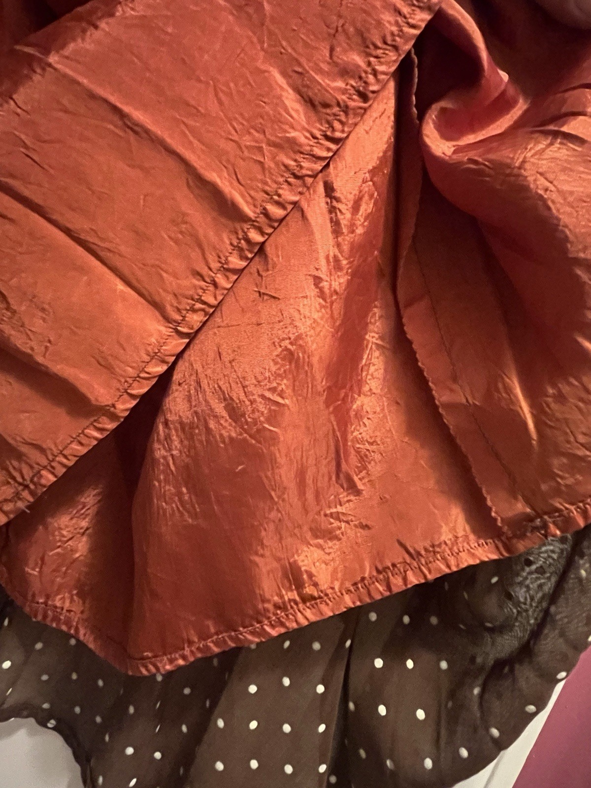 Vtg 1960’s Brown With White Polka Dots Pleated Sleeveless A-Line Dress Cut Tag
