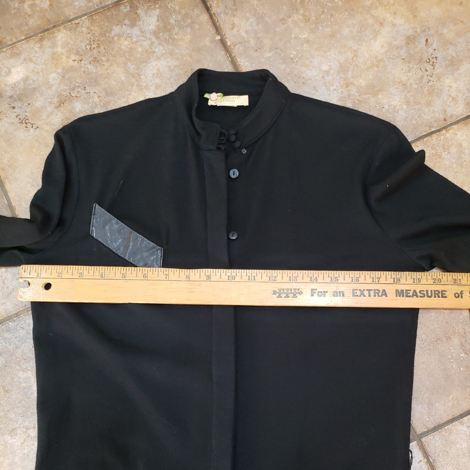 Vintage 70s Bonnie Strauss sz.4 100% Wool Dress leather accent pockets un collar