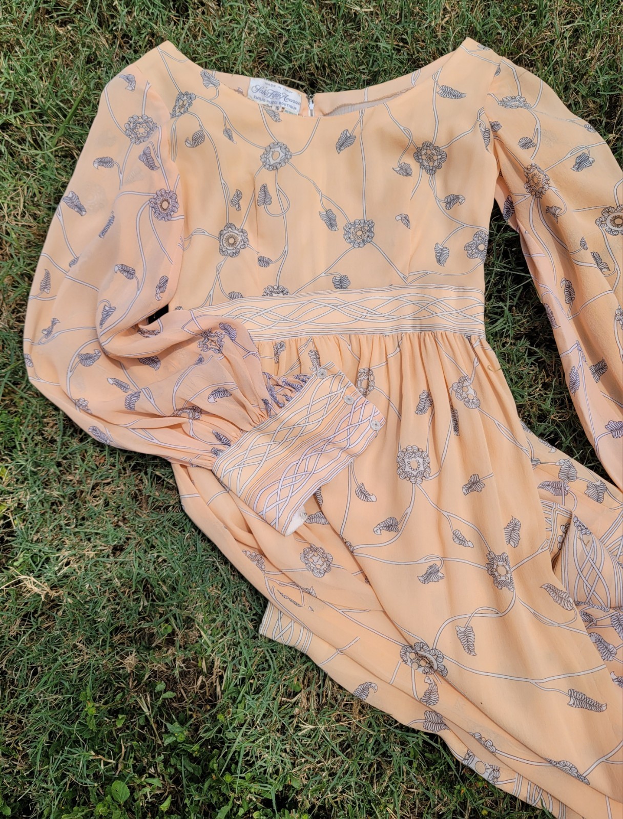 EMILIO PUCCI Dress Silk Chiffon Maxi Gown Boho Princess Bride Peach Size 2-4-6 P