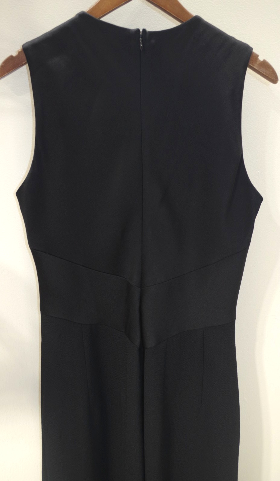 B6 Vintage Donna Karan Wool & Satin Little Black Dress 12 Formal USA Made Lined