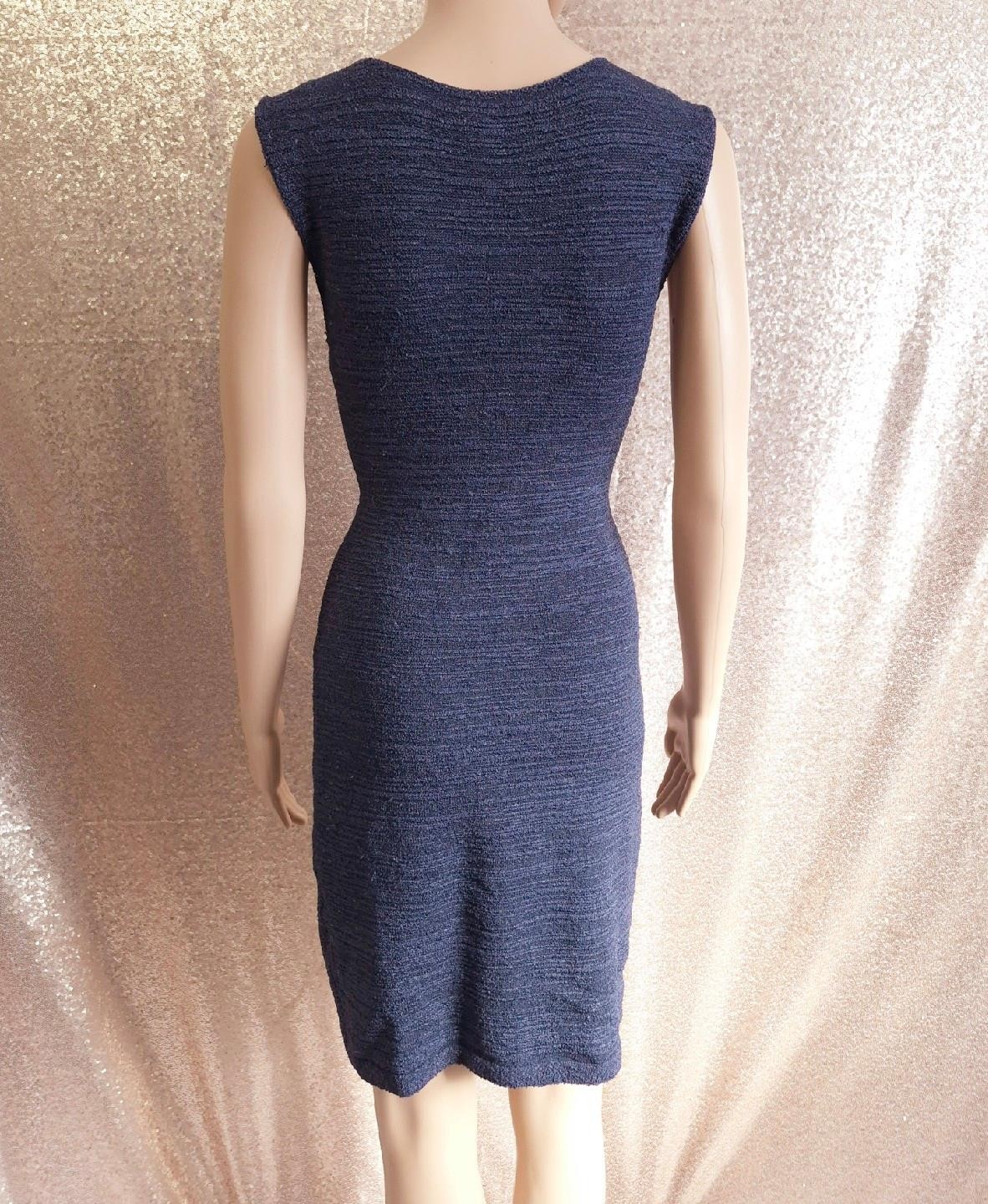 BETTE PAIGE Vintage 1990s Y2K Sleeveless TEXTURED BLUE KNIT SWEATER SHEATH DRESS