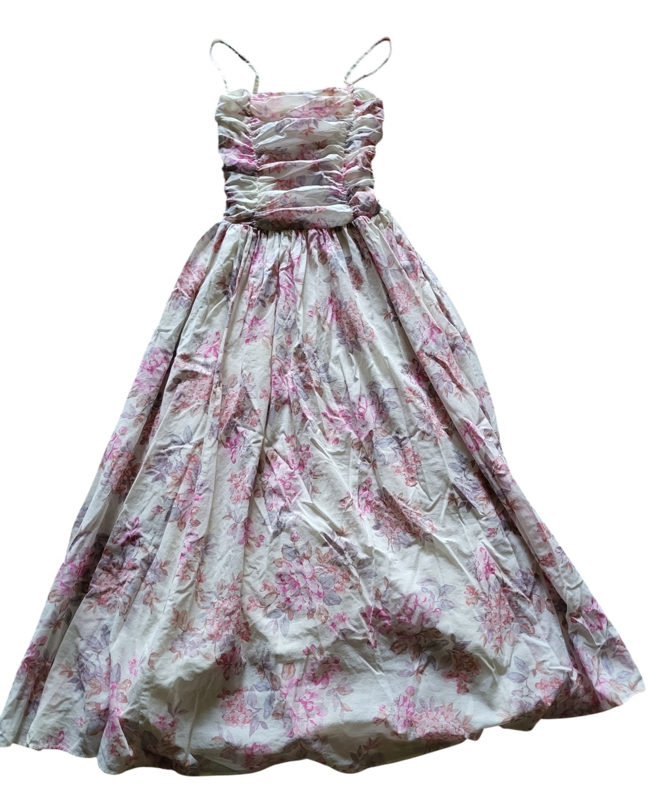 VTG Laura Ashley Pink & White Floral Sundress with Boning & Full Skirt Size 6