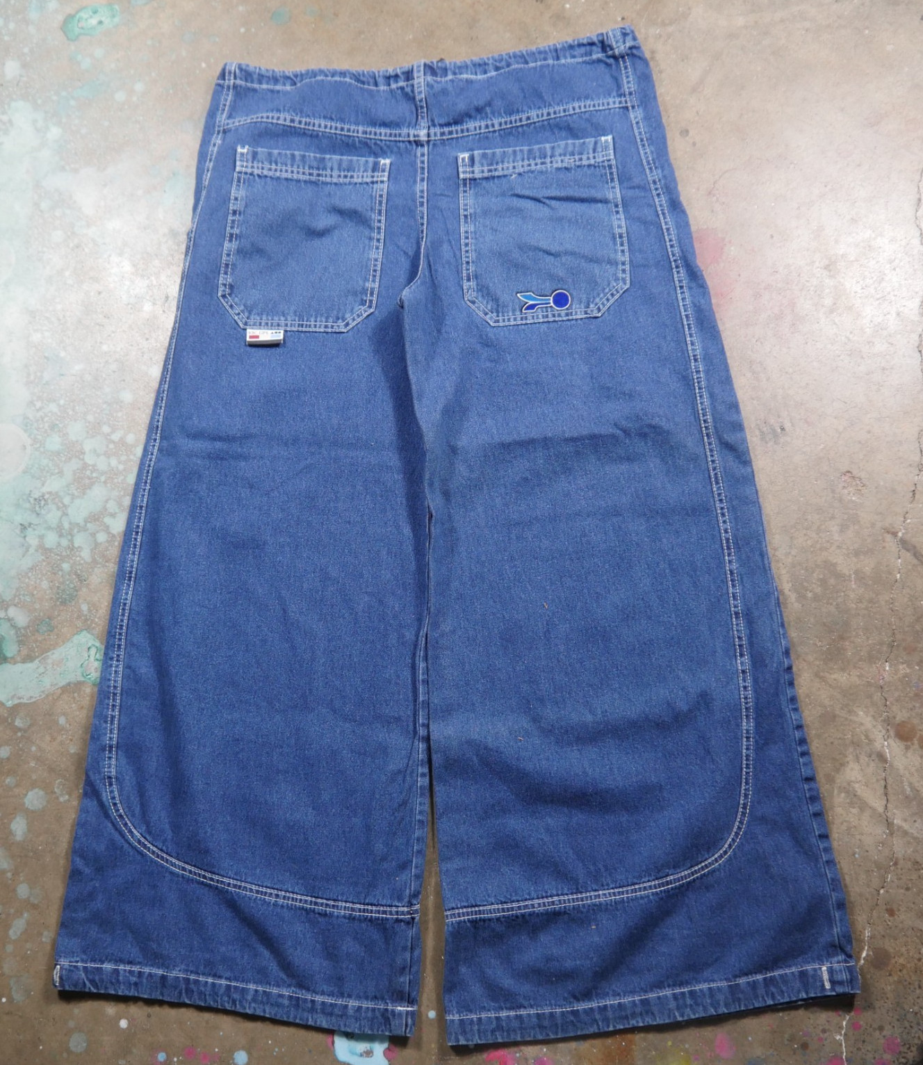 Vintage 90s Kikwear Kik Girl Wide Leg Baggy Drawstring Jeans Size M Rave Jnco US