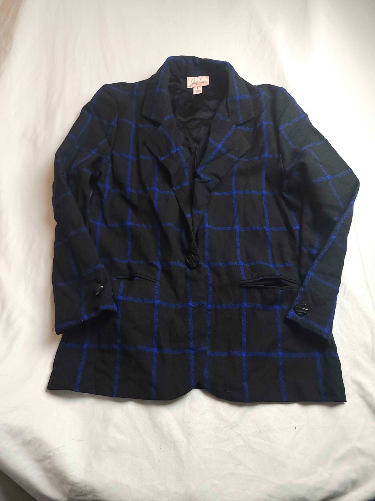 Vtg 80s 90s Jaclyn Smith Blazer 6 Plaid Dark Academia Corporate Goth Twee USA