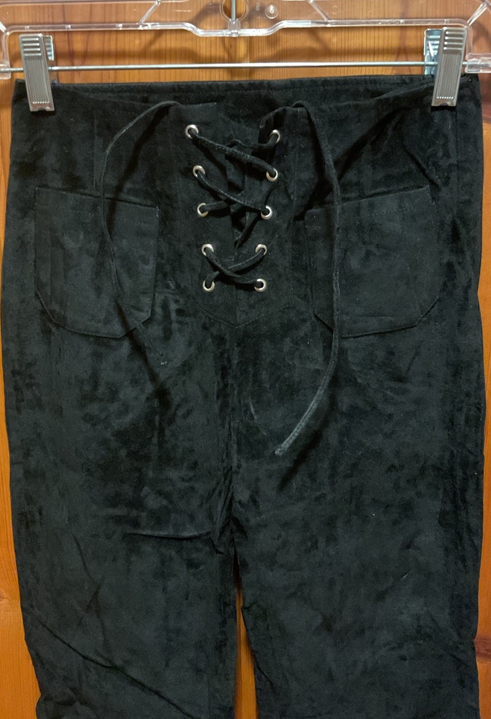VTG 90’s Y2K Women’s 579 Faux Suede Black Lace Up Pants Size: 0