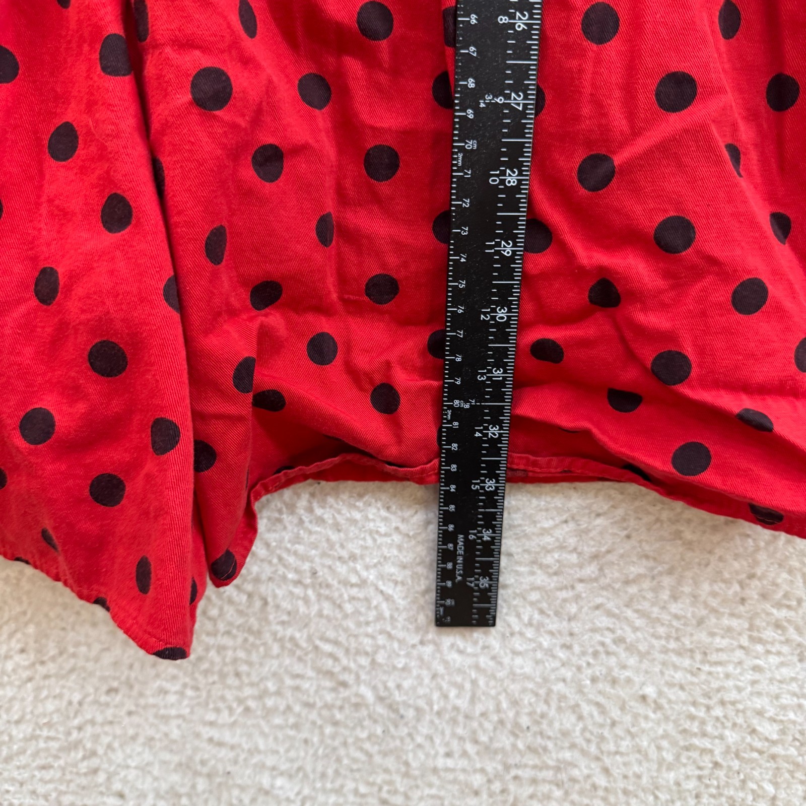 90s Vintage Romper Dress 11 12 Large Red Polka Dot 50s 60s Retro Mod Rockabilly