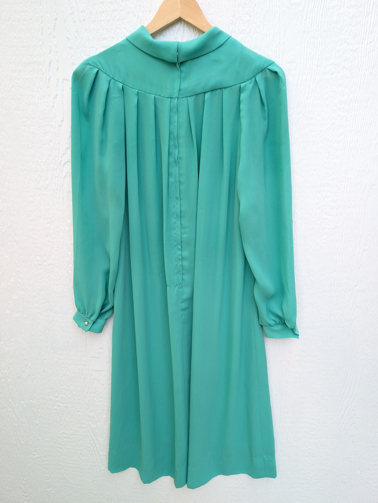 Vintage 60s Henry Lee Union Made Green Flowy Sheer Chiffon Dress Size Medium