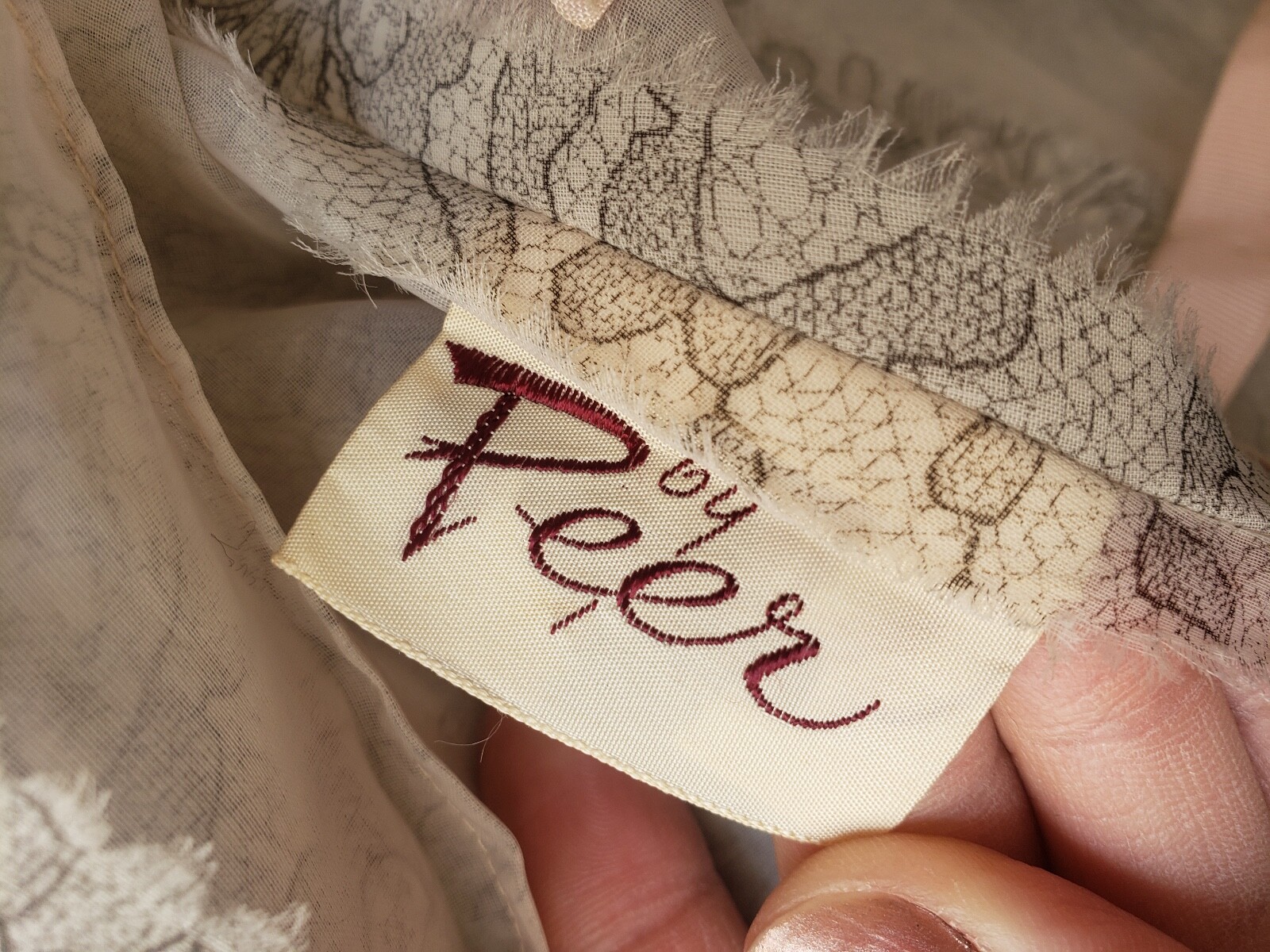 Vintage By Peer Lace Print Organza Peignoir Negligee Robe Small See Measurements