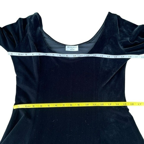 VTG Bruno Duluc Kush Black Velvet Scoop Neck Skater Dress Whimsigoth Witchy XL