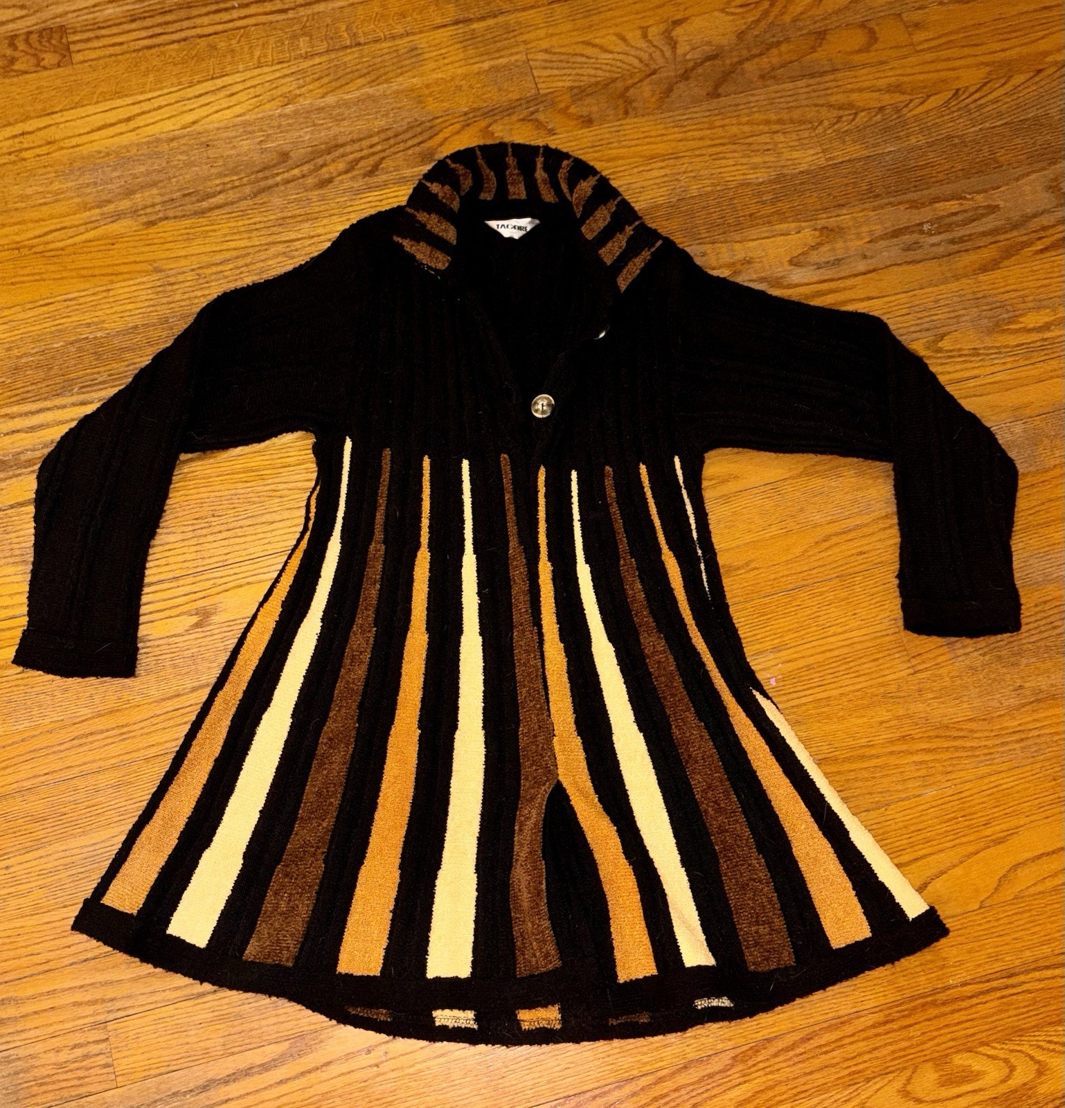Vintage Gold And Black Button Down Sweater Dress