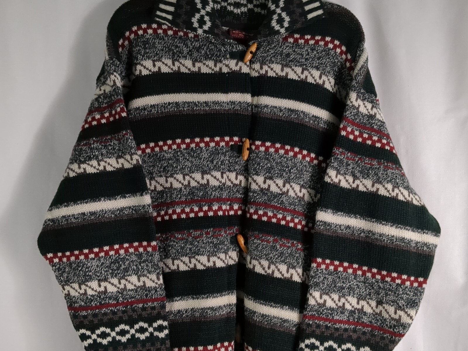 NWT Bay Road New Zealand 100% Wool Multicolor Collared Cardigan Sweater M
