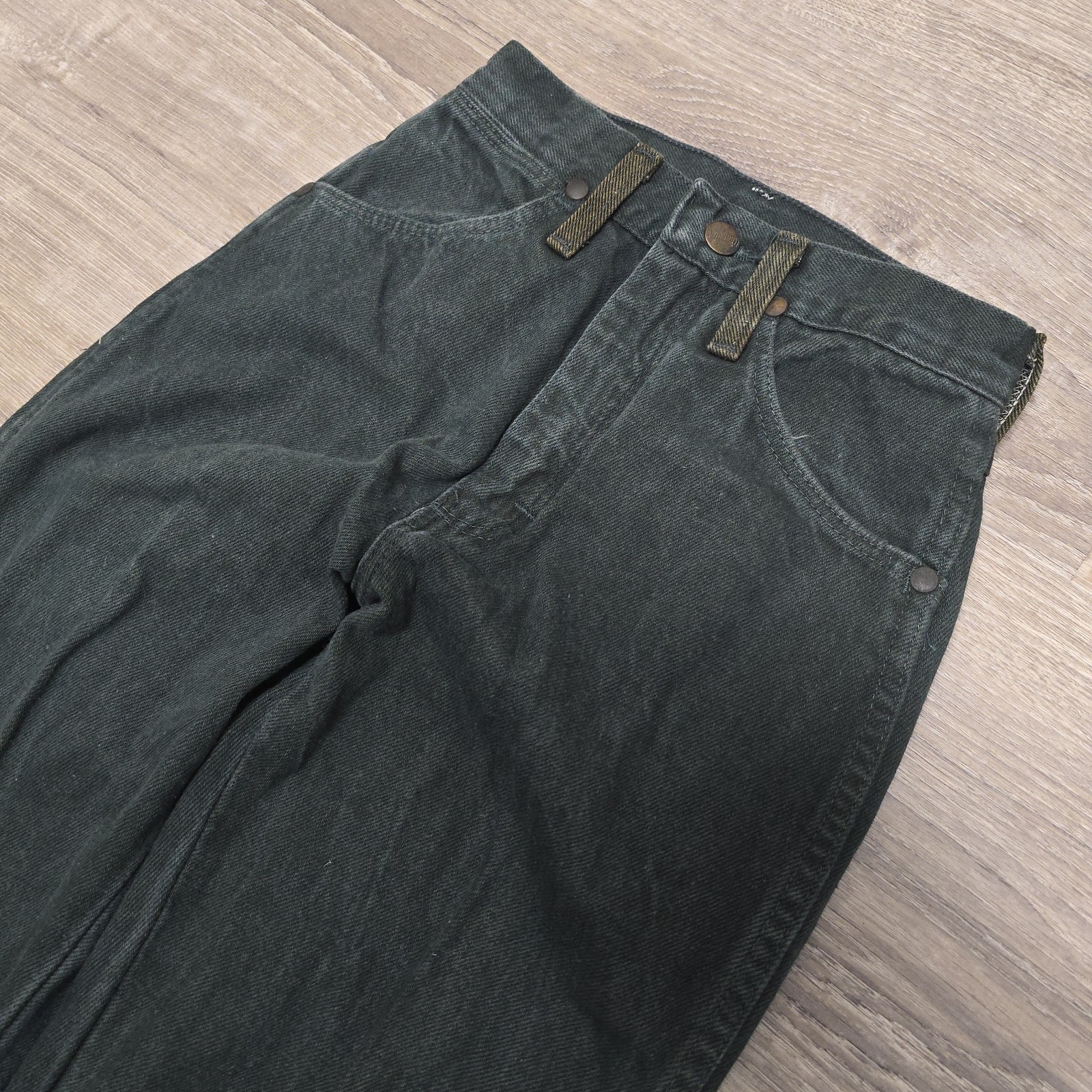 Vintage Wrangler Cowboy Cut 14MWZ Red Tag Jeans Women 0x34 Green USA Made NWT