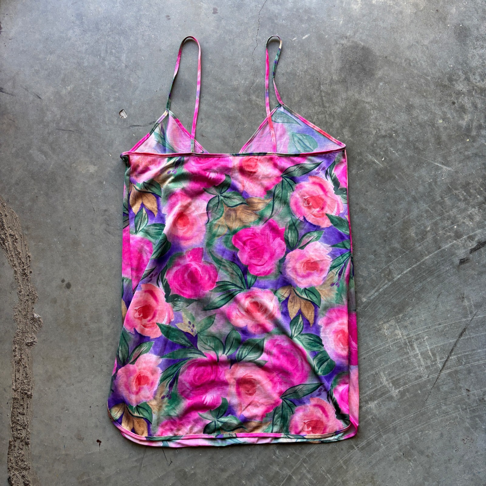 Vintage Feather Bed Intimate Tank Top Camisole Women’s Size M Pink Purple Floral