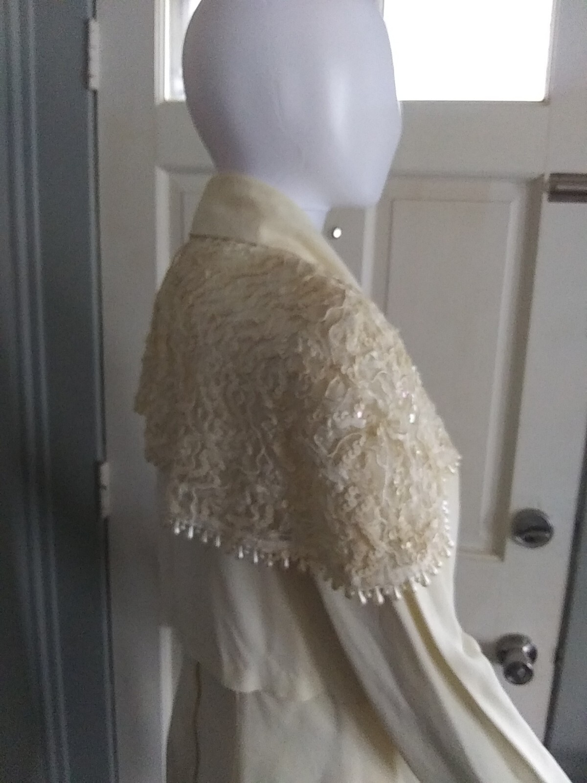 Vintage 90s LA Glo Women’s Cocktail Dress w/ Bolero Jacket Size 13/14 White USA