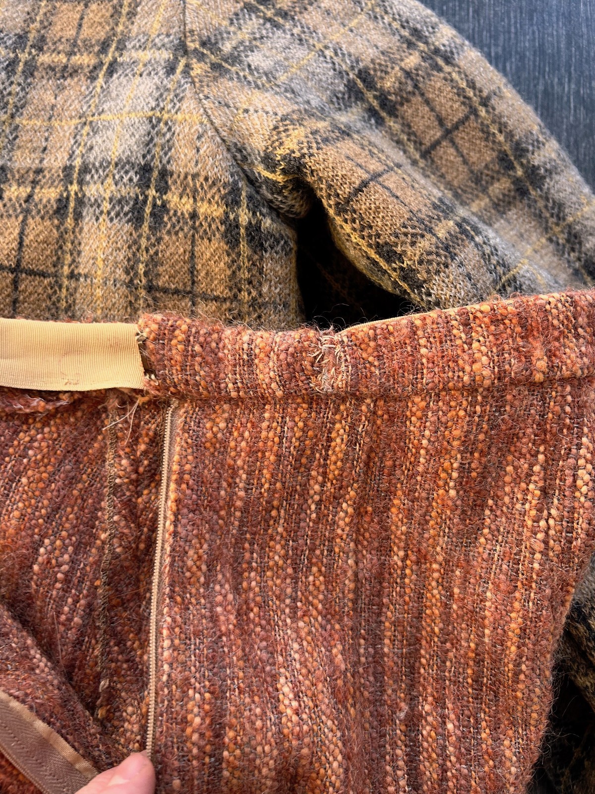 Vintage Wool Autumnal Tweed Skirt Aunt Abigail’s Attic Bias Cut A-Line 30″ W