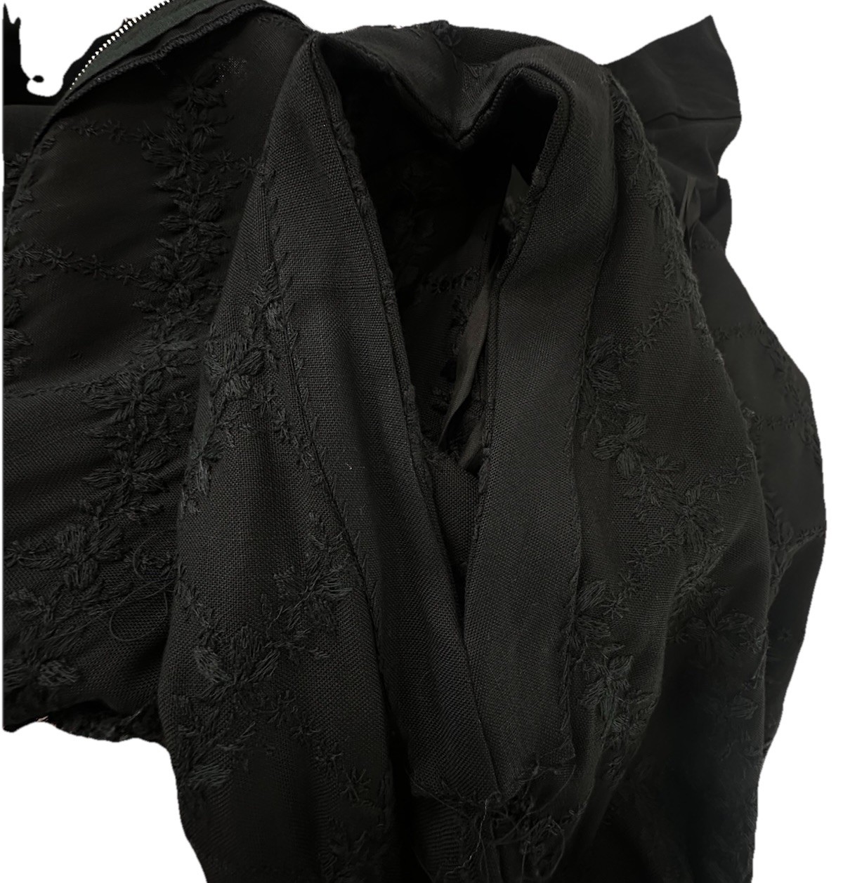 Vintage 50s L’Aiglon Embroidered Black Cocktail Sheath Wiggle Dress LBD 38-32-40