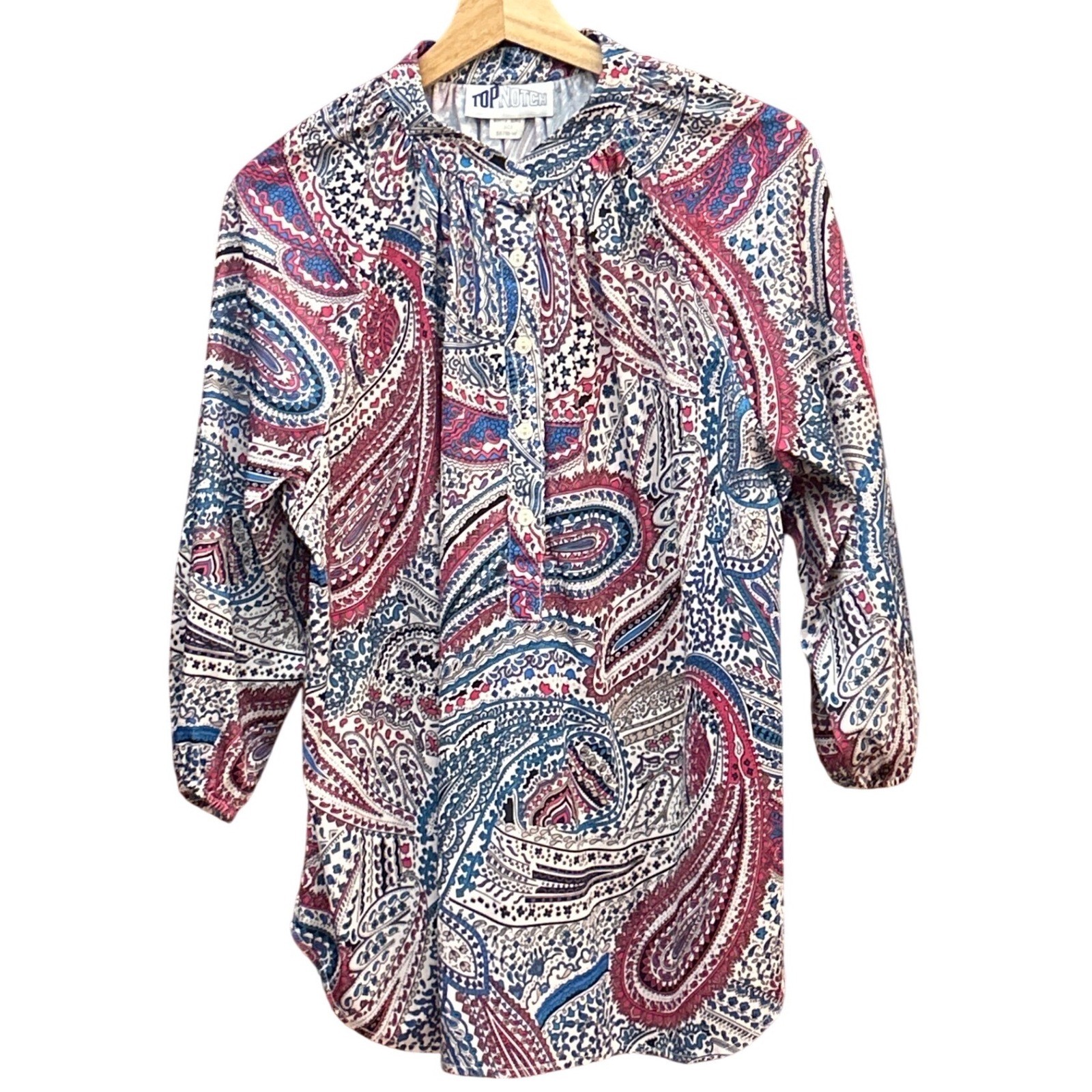 Vintage 80s Top Notch Blouse Boho Retro Psychedelic Made in USA Plus Size 16W