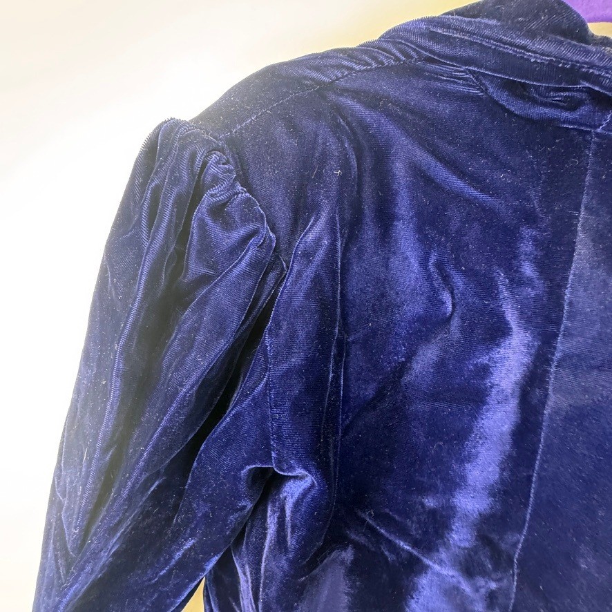 Vintage Gunne Sax Jessica McClintock Blue Velvet Cropped Jacket Puff Sleeve 13