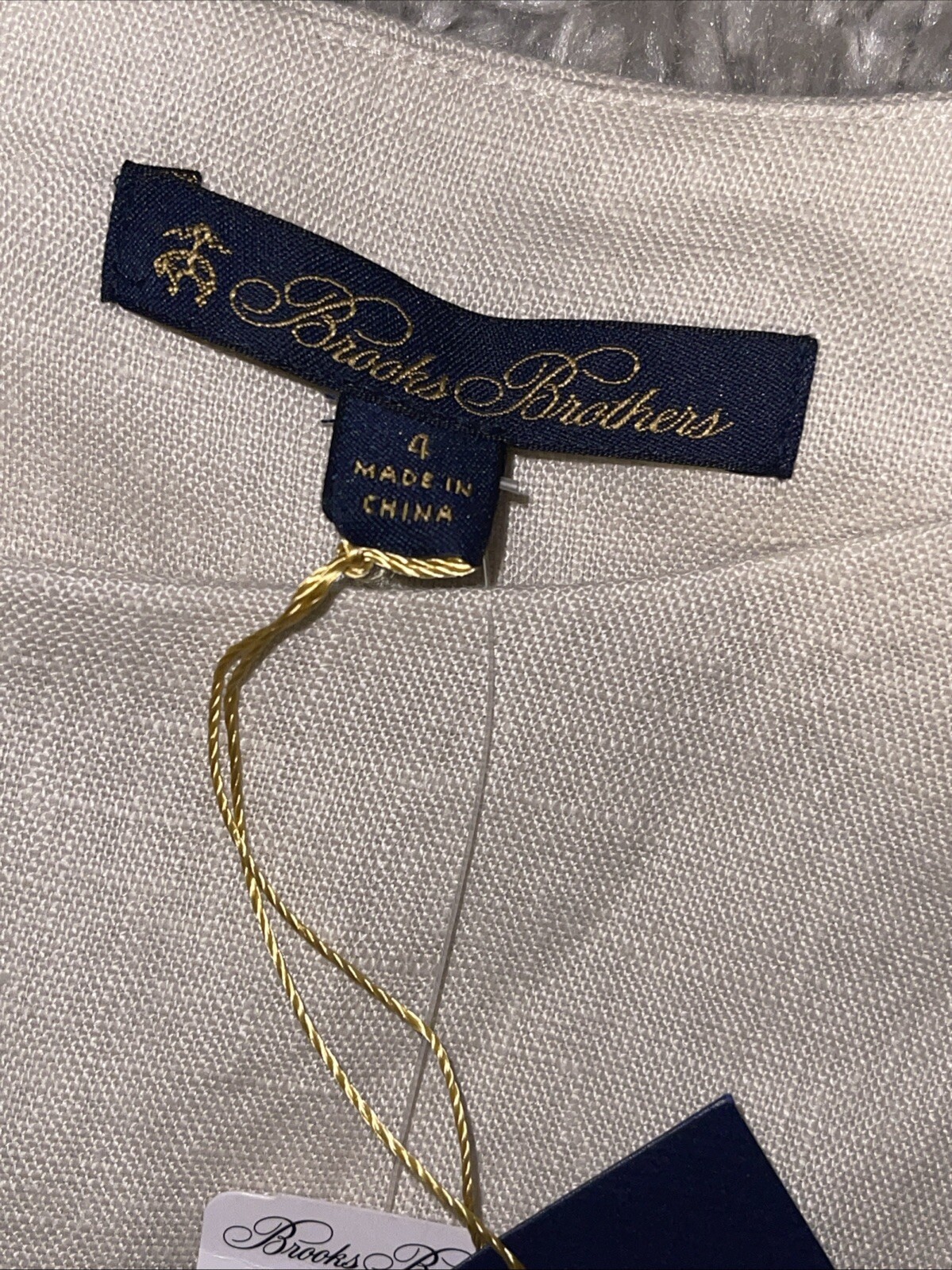 Brooks Brothers linen Dress Sz 4 Cream Color NWT