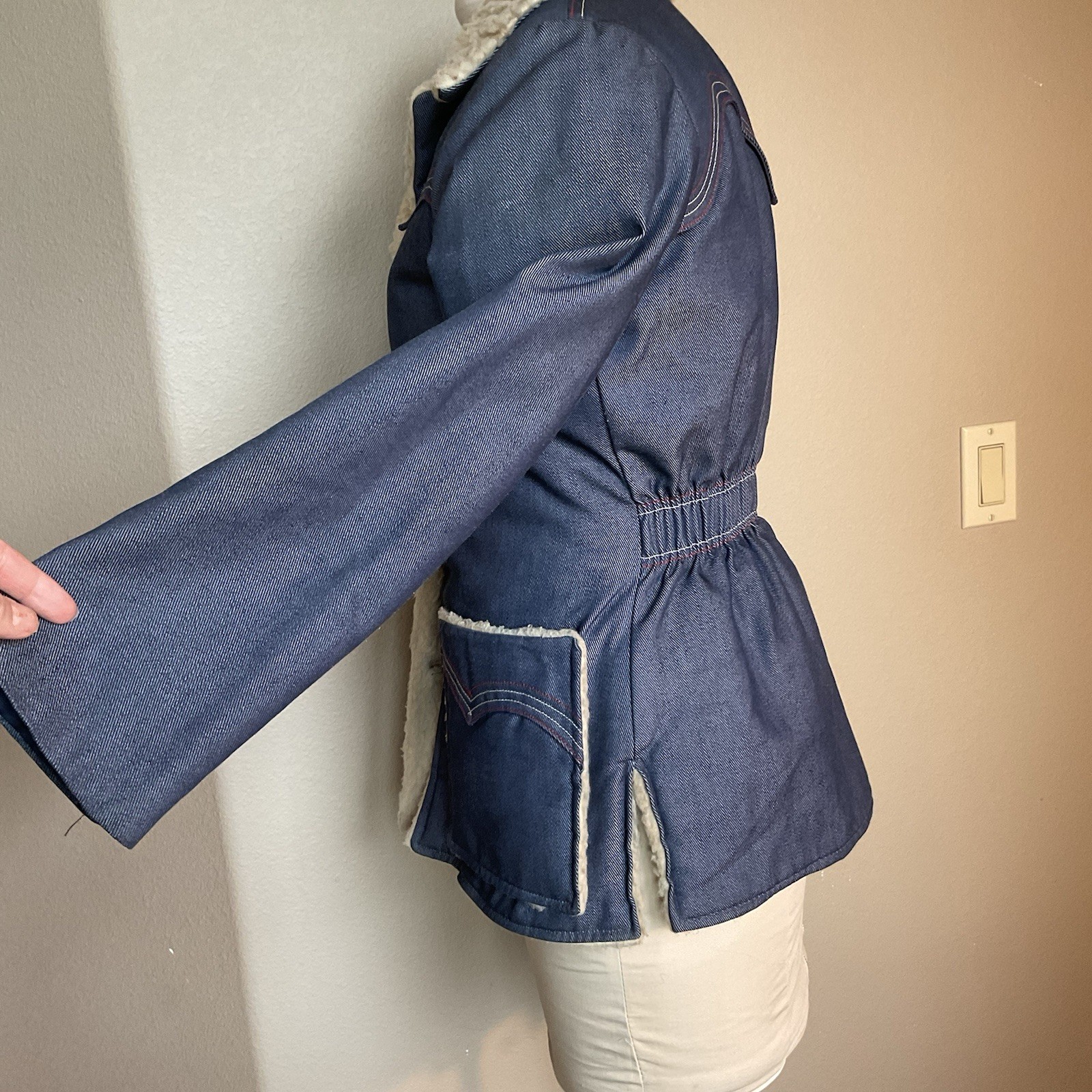 Prior Westerns Denver Womens Vintage Denim And Sheering 1960-1970? Chore Coat