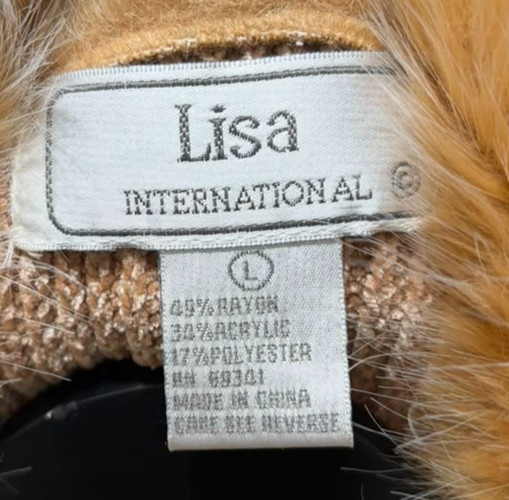 Y2K Lisa International Faux Fur Collar Suede Knit Zip Up Jacket