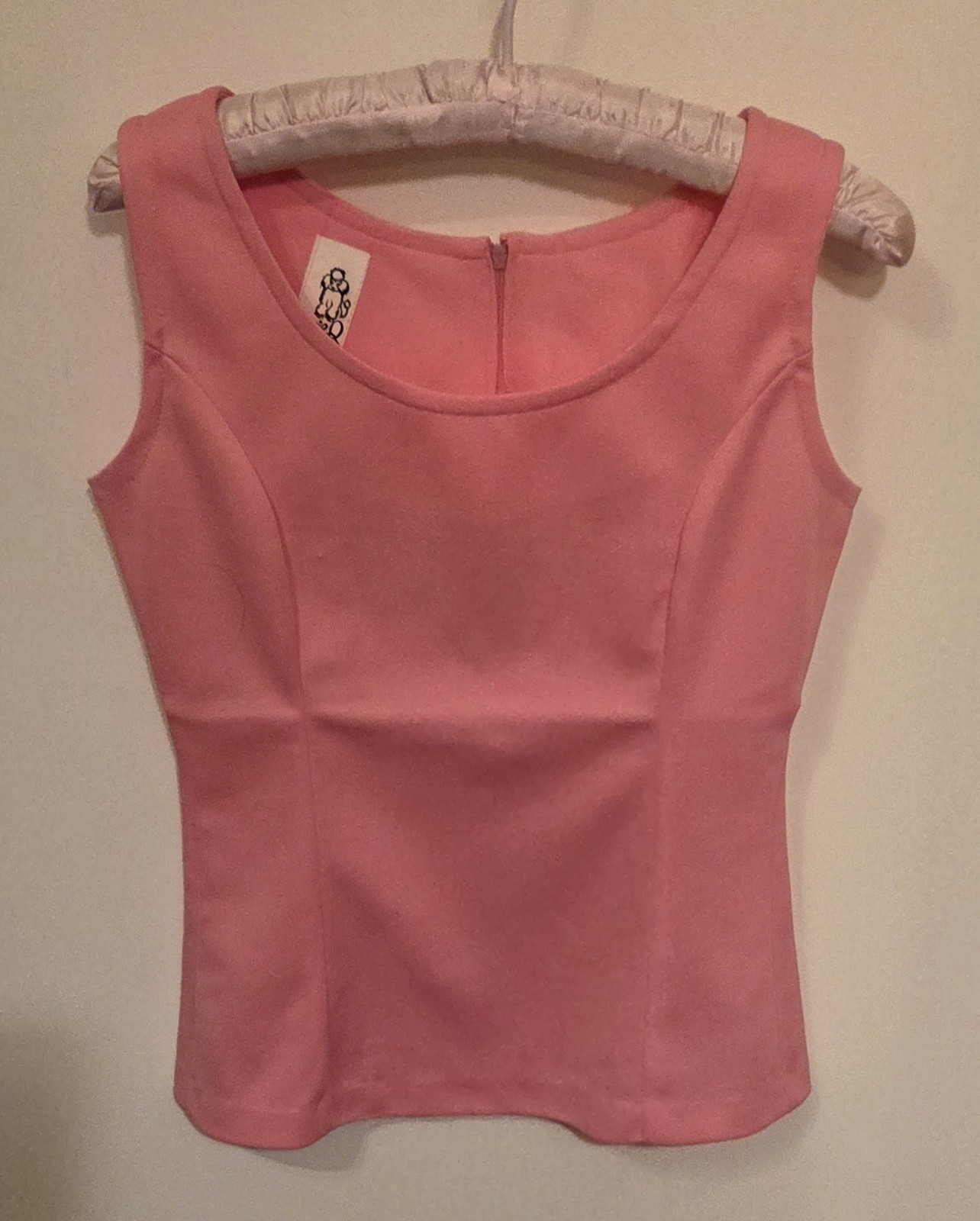 Vtg 70s Susie Q Of California Sleeveless Top Pink Polyester Knit Back Zipper S