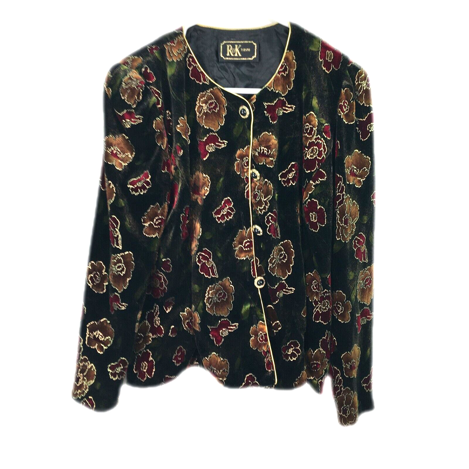Vintage R&K Evening Shimmer Floral Blazer Jacket Missy Size 10 Multi-Color