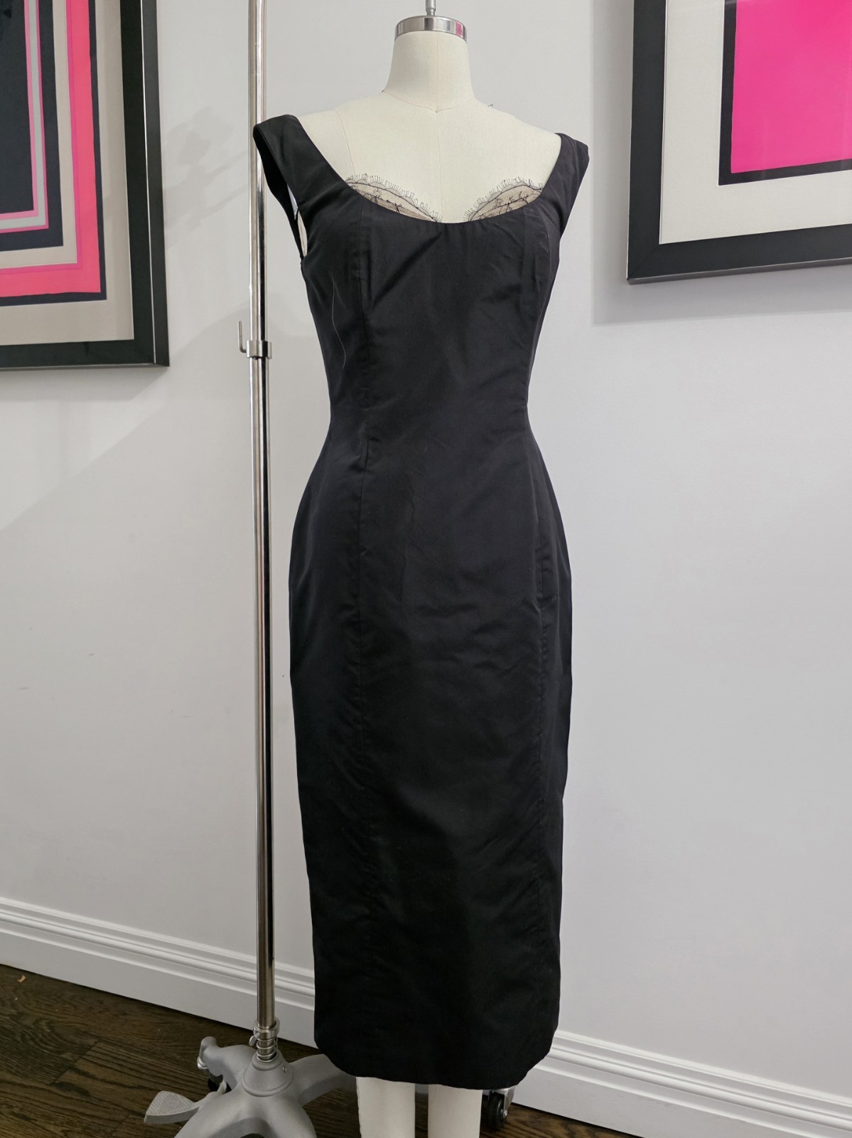 Rare Vintage Alexander McQueen A/W 2005 Black Sheath Silk Wiggle Dress IT42 NWT