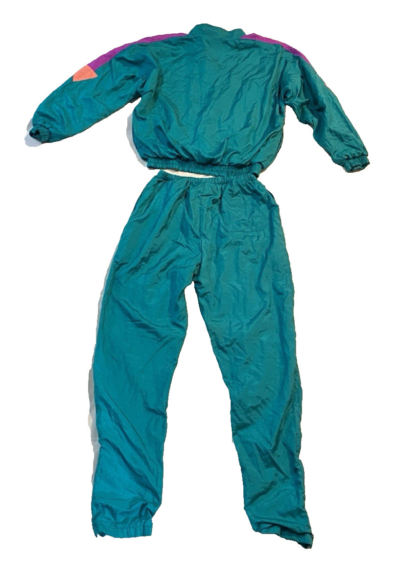 Vintage Unisex Track Suit Retro Size L Teal/Red/Blue 80’s
