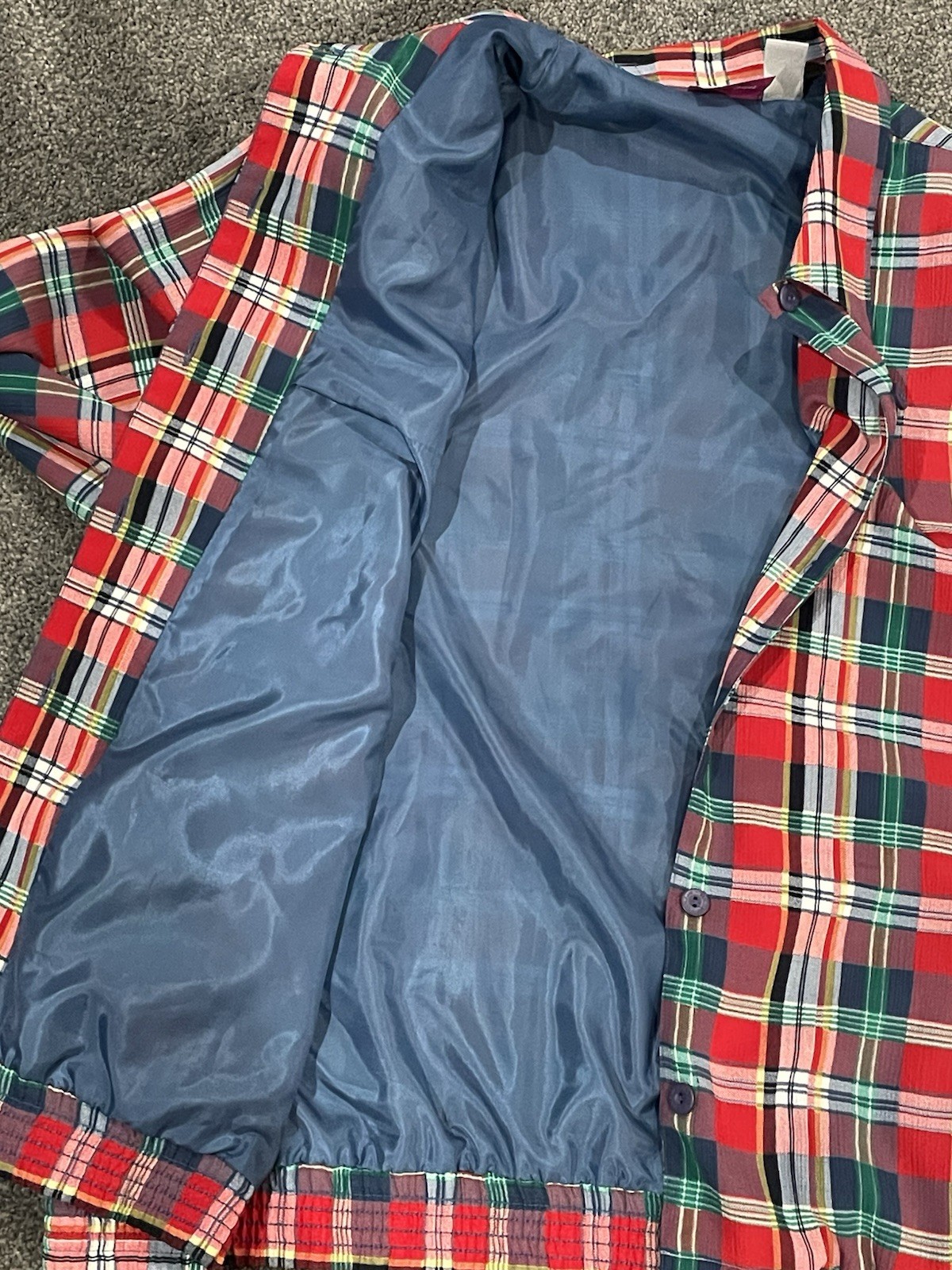 Vintage Tartan Plaid Lightweight Spring Jacket Size XL 90’s Y2K Preppy Golf Core
