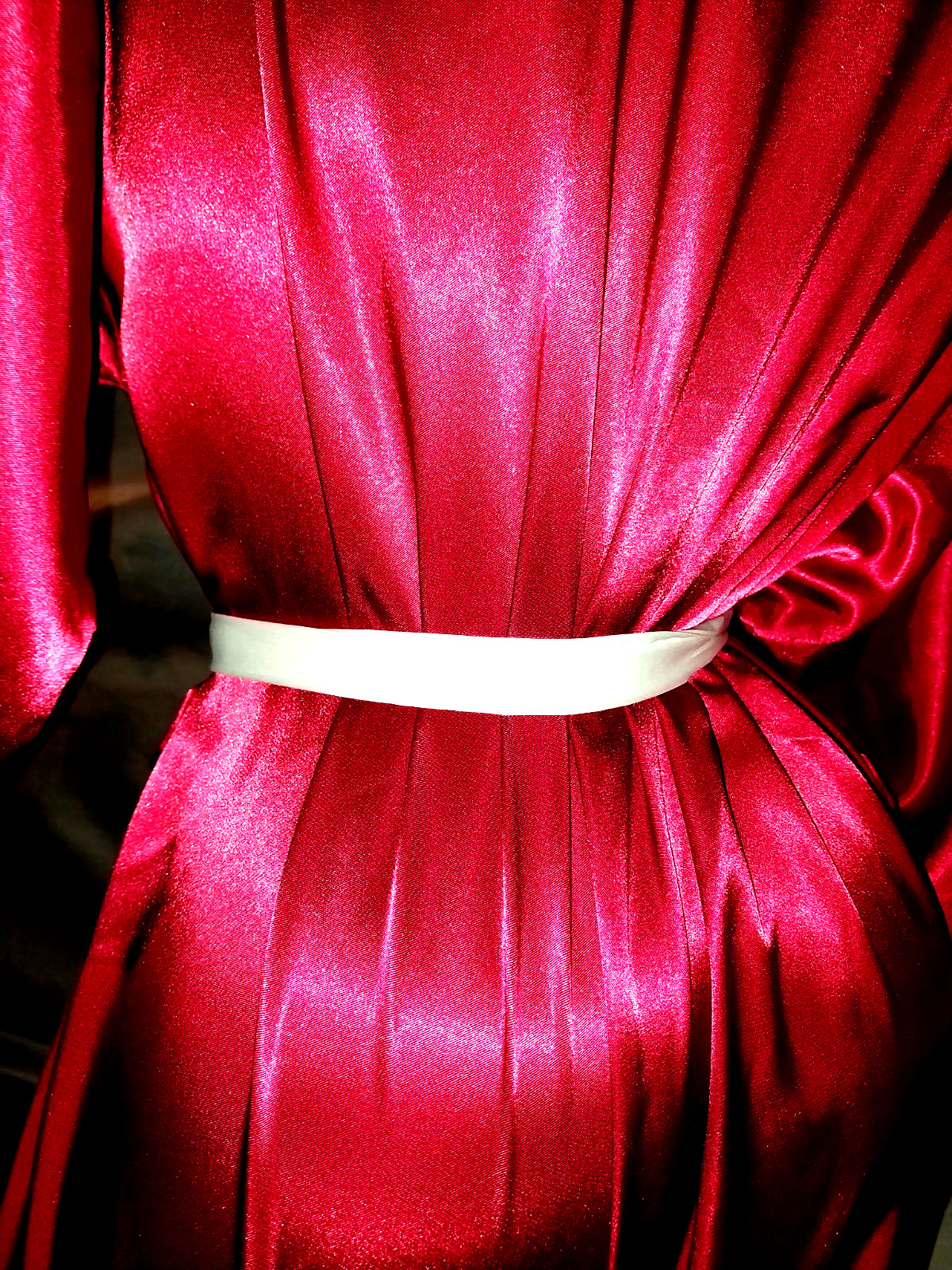 VTG SATIN RUBY GARNET RED SHORTY BABYDOLL NIGHTGOWN ROBE LINGERIE 42 44 XL