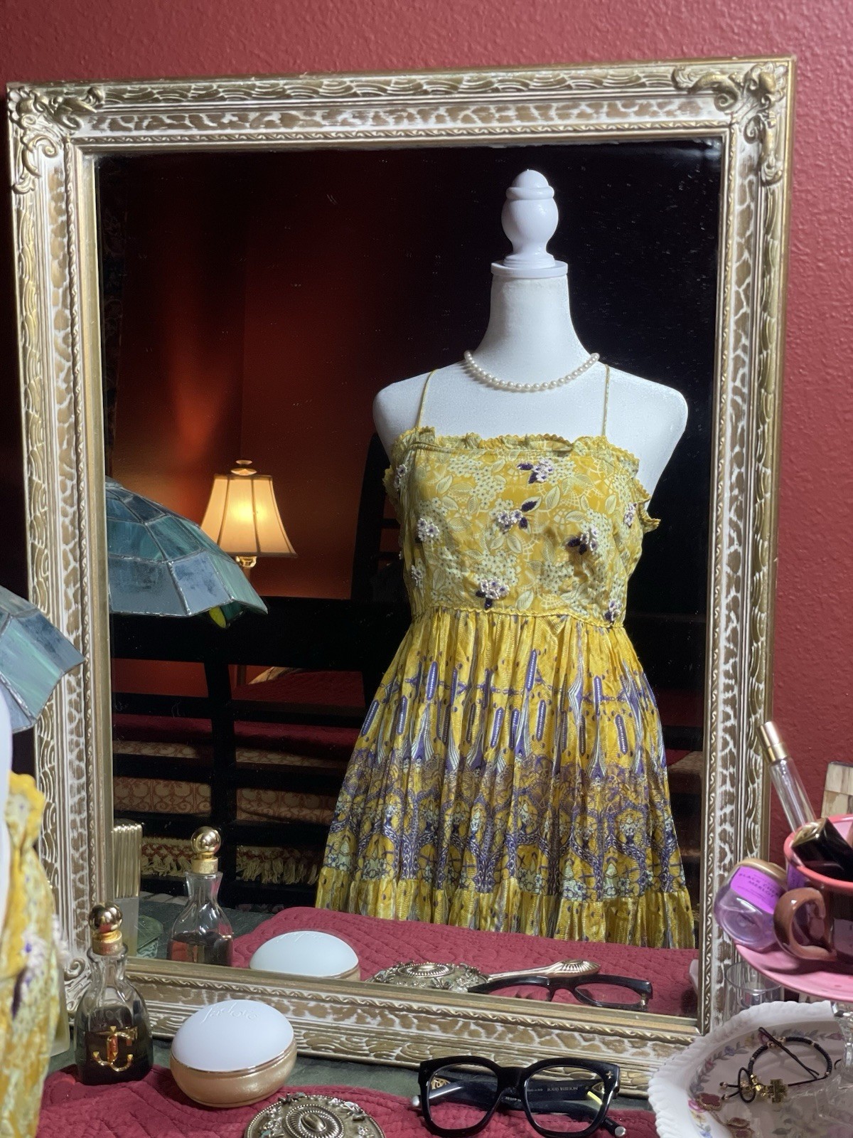 Bhanuni by Jyoti Vintage 2000s Yellow Purple Maxi Dress Size 4 Boho Crinkle Silk