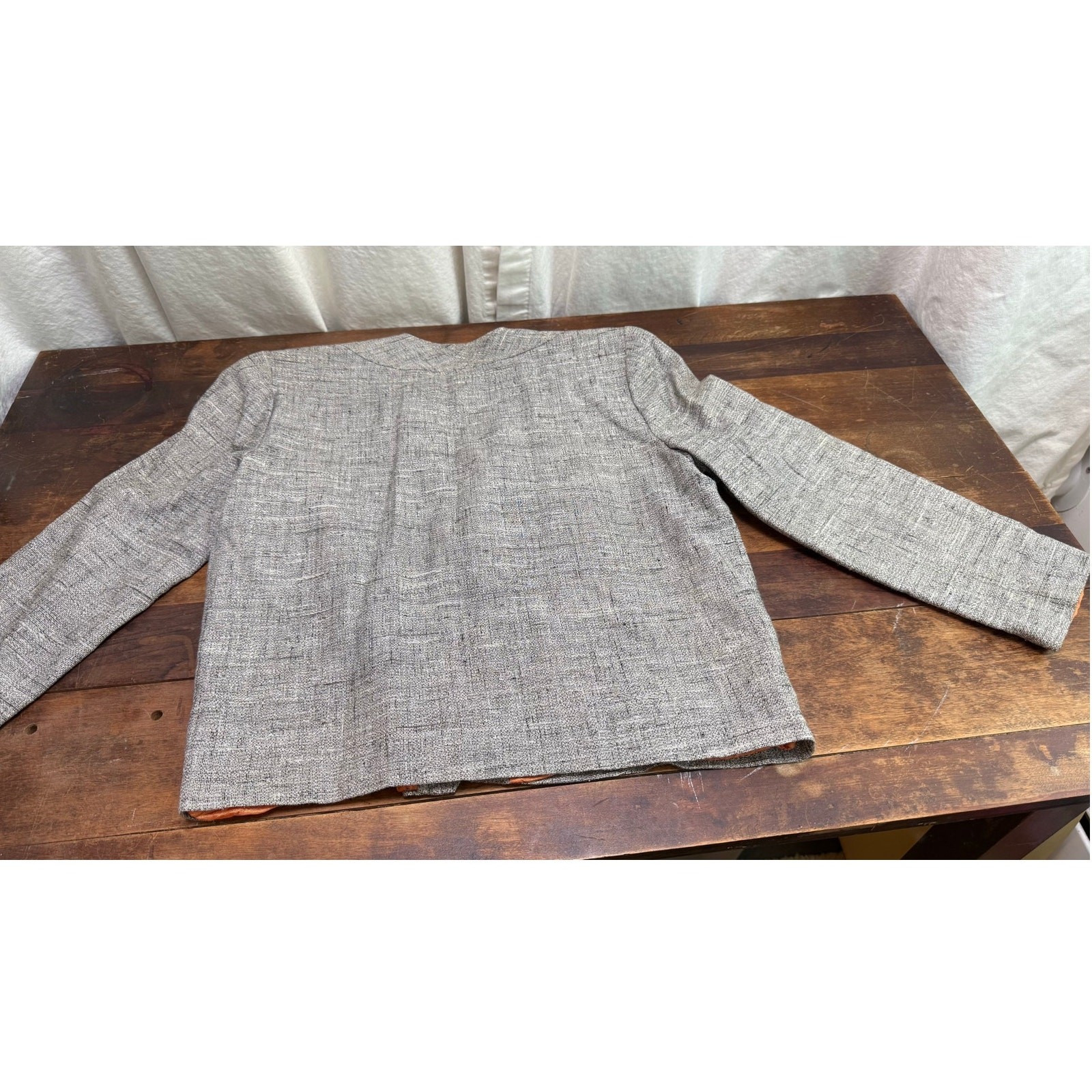 Vintage Single Stitch Made in Italy Blazer Gray & White Tweed Euro Size 42