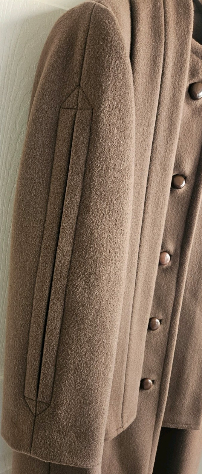Vtg Sycamore Womans Brown Scarf Wrap Wool Coat Made In USA 100% Wool Read Desc.
