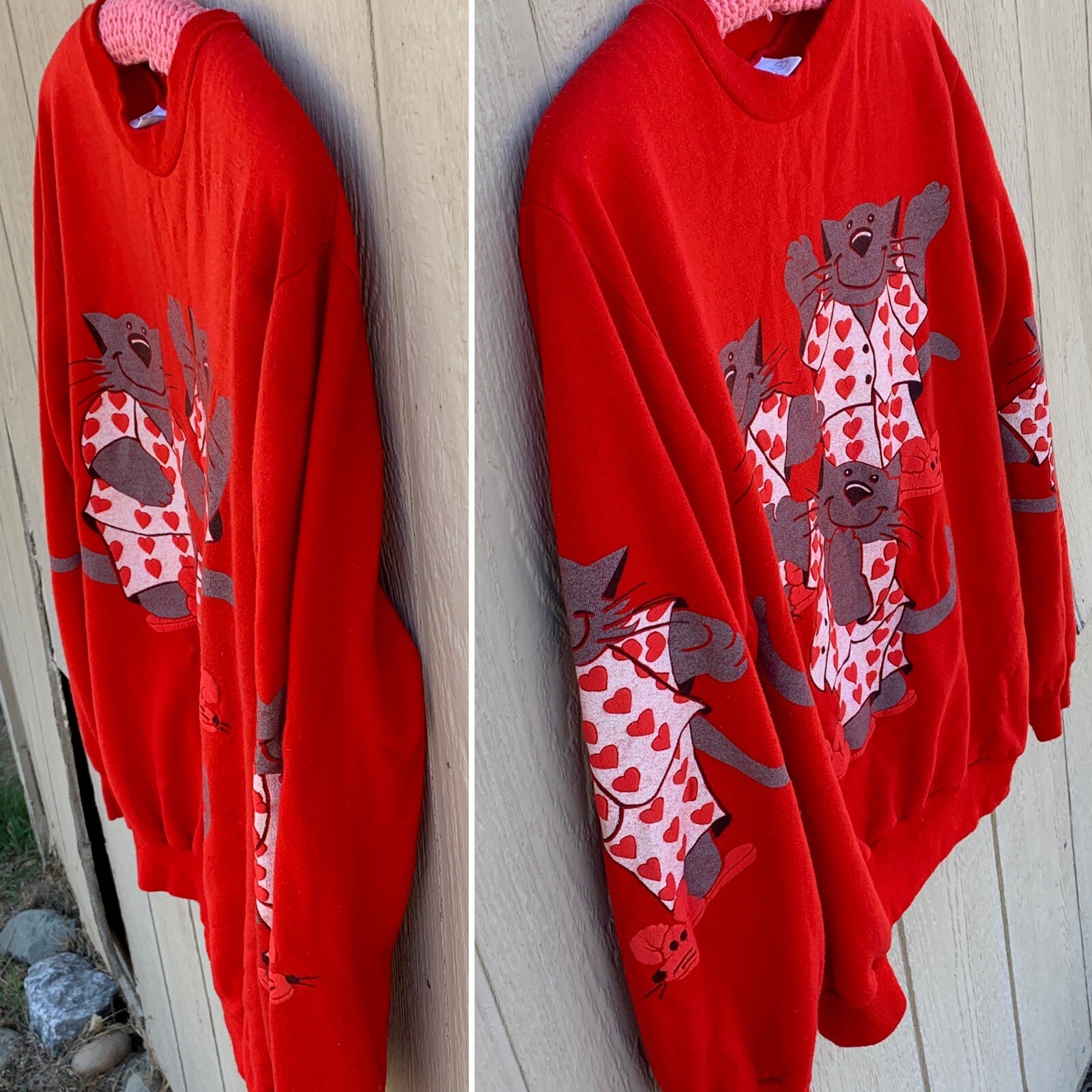 Vintage Cat And Mouse Sweatshirt Cats In Pajamas Scarab San Francisco L 80s