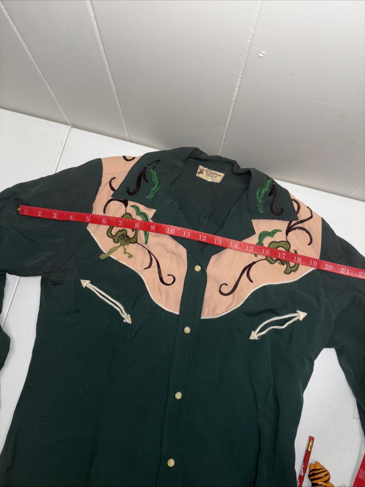 Vintage Ranch Maid Western Wear Denver Green Western Shirt Small Size No Tag
