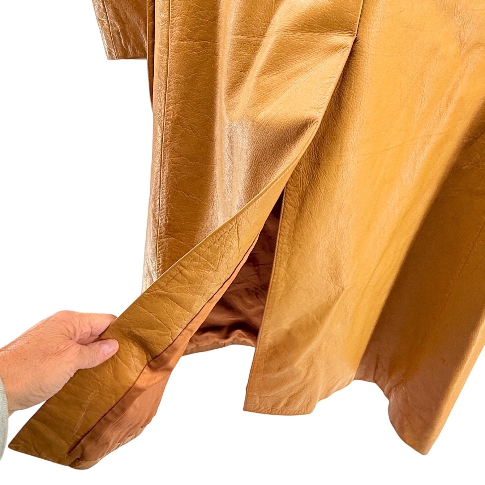 The Tannery Montgomery Ward Vintage Mustard Yellow Leather Trench Coat *read*