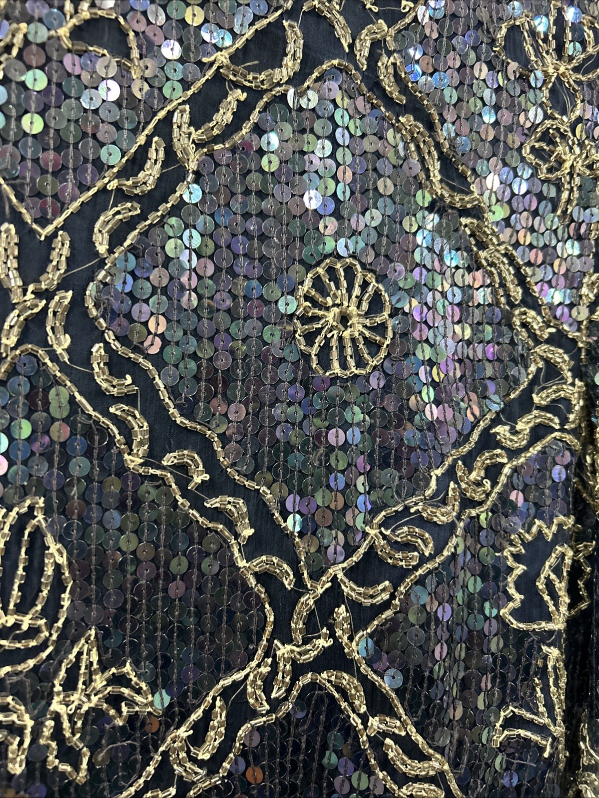 GLAM 80s Vintage I. Magnin Silk Party Cocktail Evening Top XS Shiny Beaded Hand