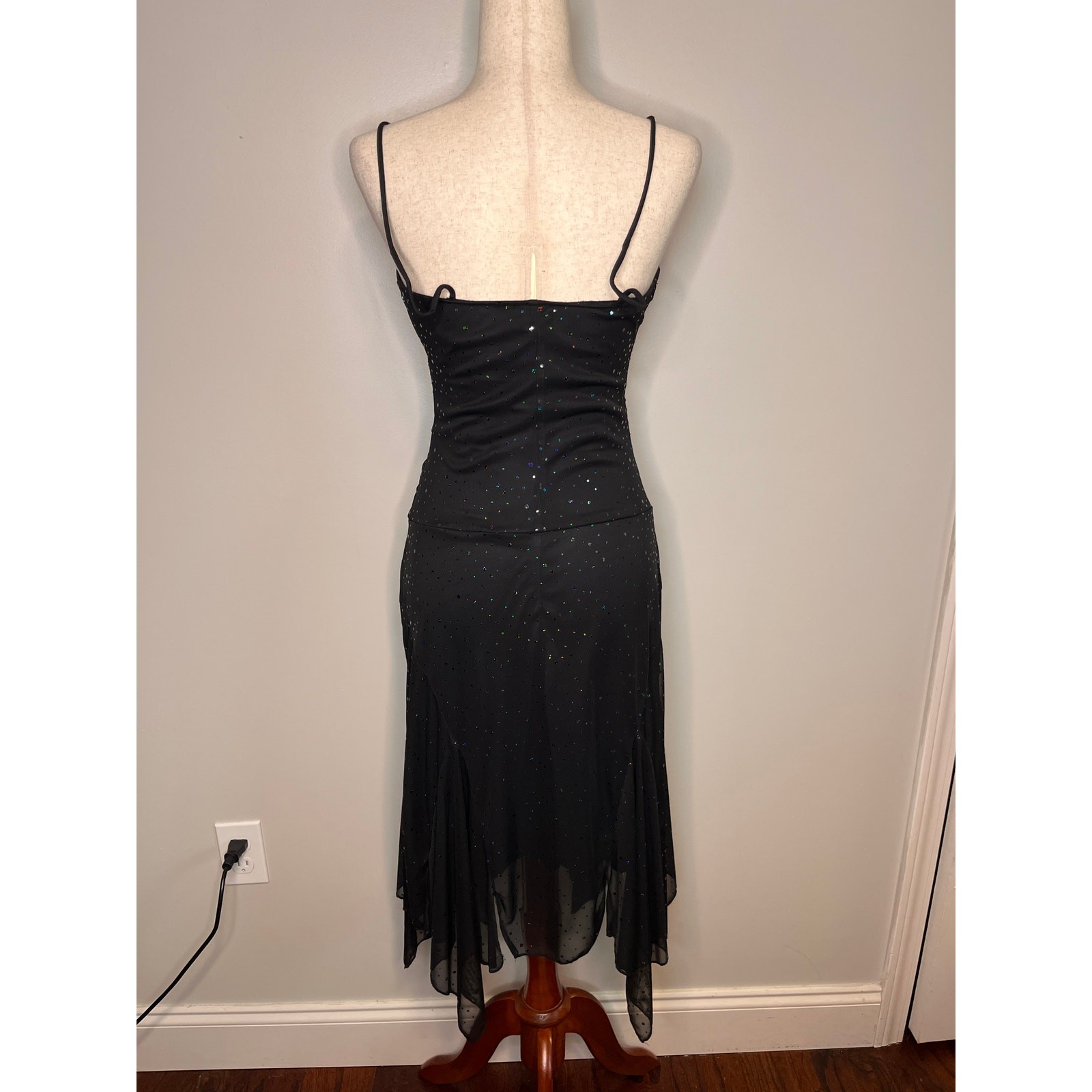 2000s Y2K Ruby Rox Black Sparkle Babydoll Whimsigoth Witch Hoco Prom Dress M