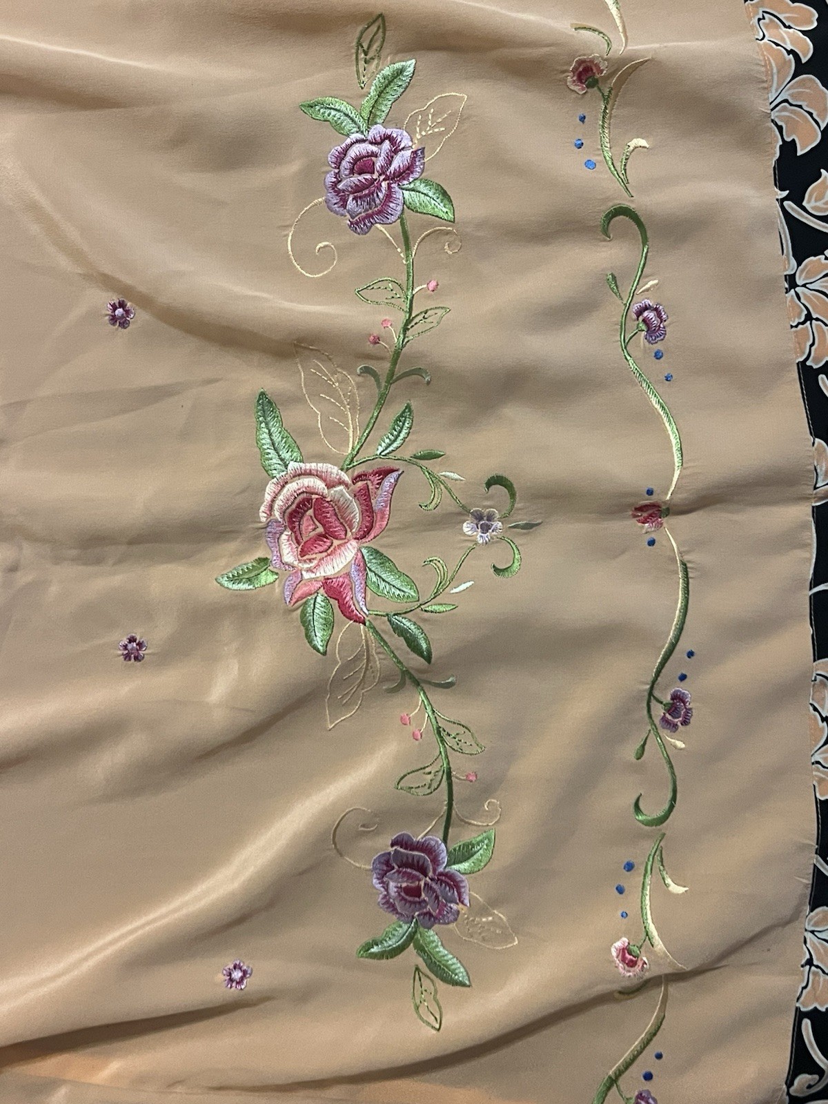 Vintage Silk 2-pc Set Yi Lian Embroidered Floral Kimono Jacket & Tank Top Sz 14
