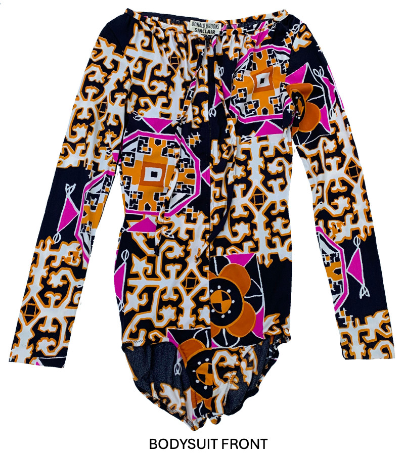 DONALD BROOKS Vintage 70s Women’s 2 Piece Bodysuit+Skirt – Sz M/L Extraordinary!