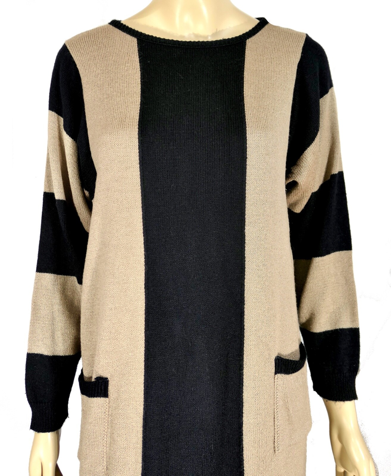 Vtg 70s 80 Retro Color Block Midi Shift Sweater Dress Lgnacy Fever Savion L
