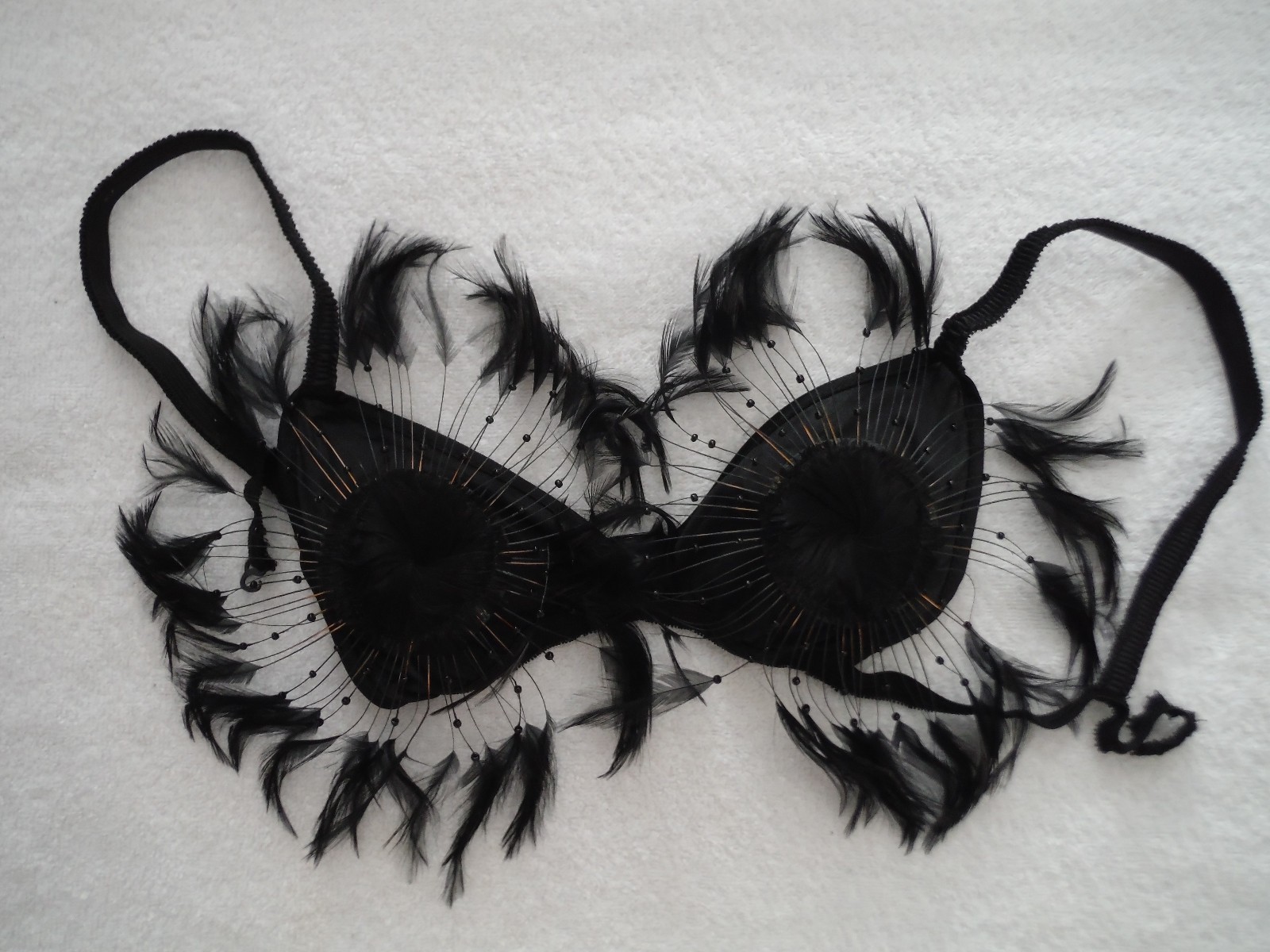 DARLING BODY FASHIONS Super Rare/Amazing VTG 70s Lingerie/Costume Set Feathers S